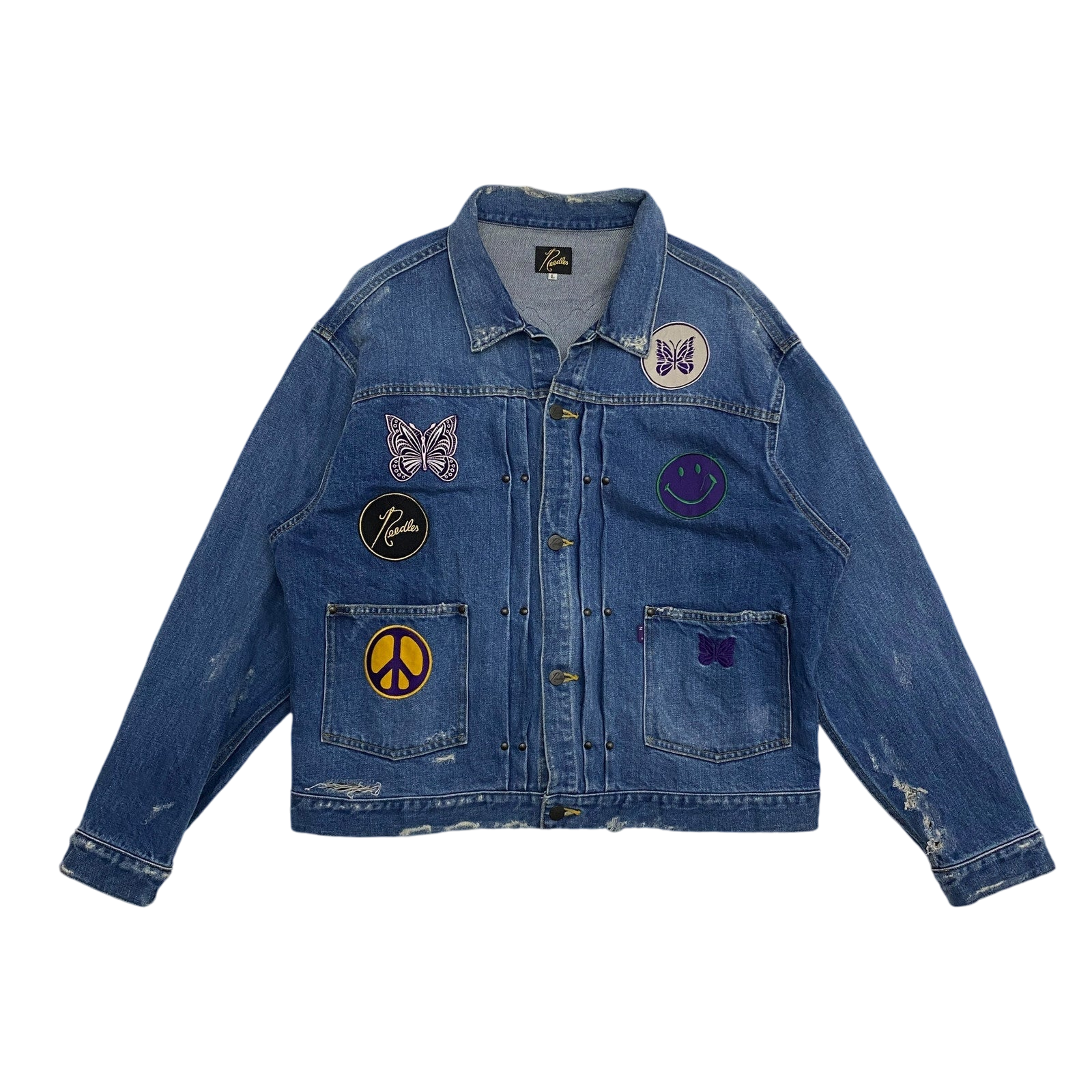 Needles Mixed-Patches Denim Jacket Indigo (Size L)