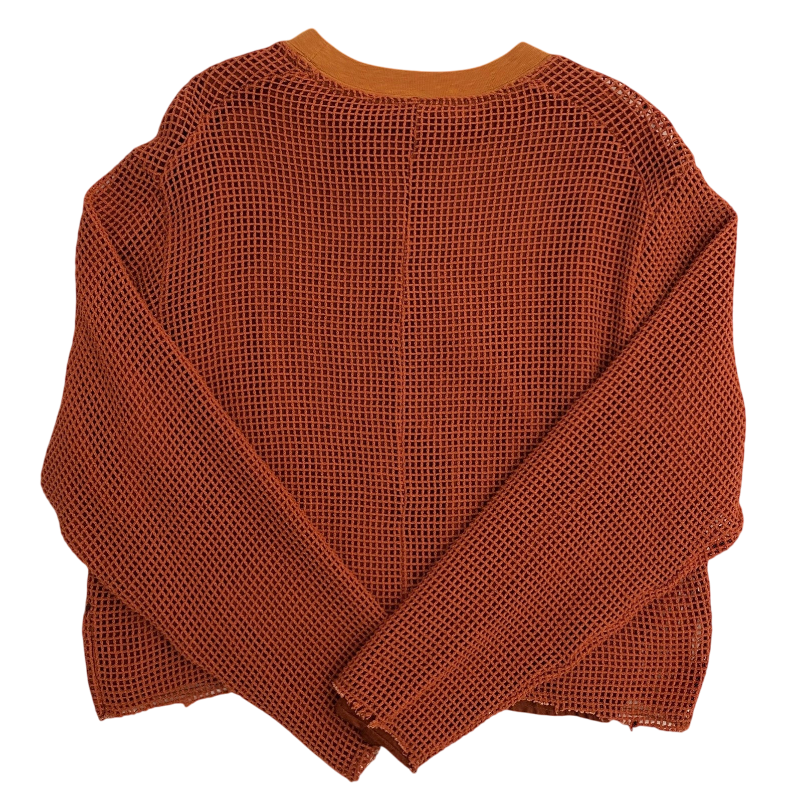 Song For The Mute Double-Layered Raw Hem Mesh Sweater Orange (Fits M)