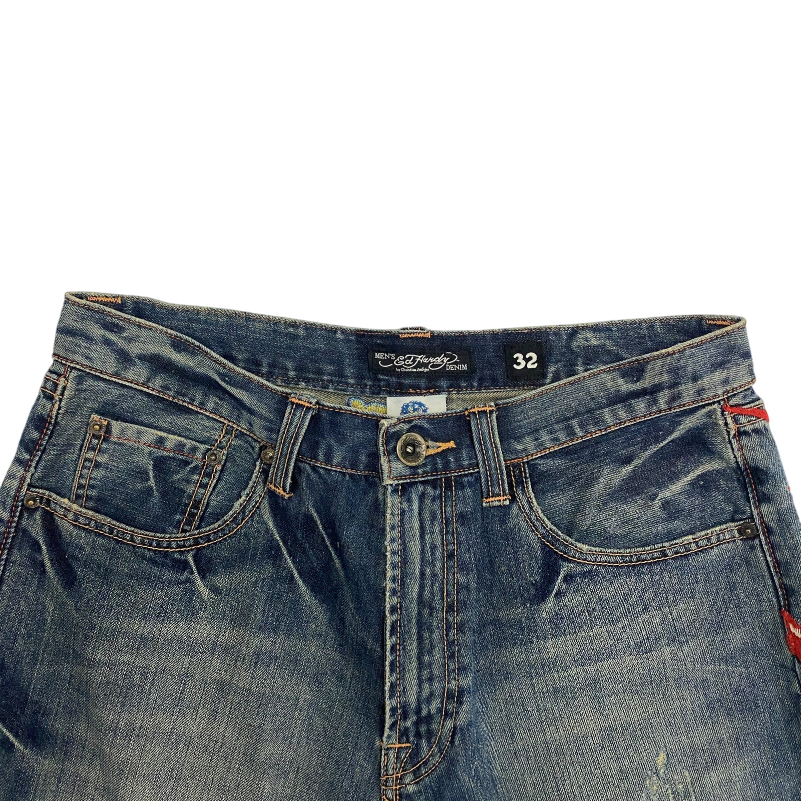 Ed Hardy Japan Embroidered Denim Shorts (Size 32”)