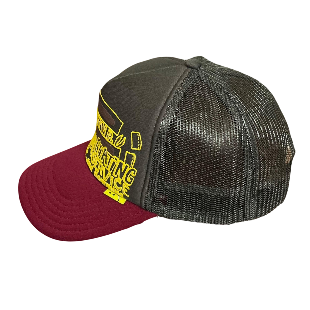 Kapital 'Century Denim Trucker' Trucker Cap Grey / Maroon