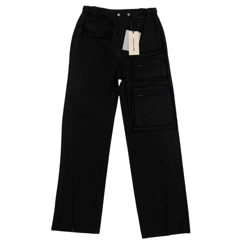 Andersson Bell Raw Edge Zip-Pocket Cargo Pants Black (Size M)
