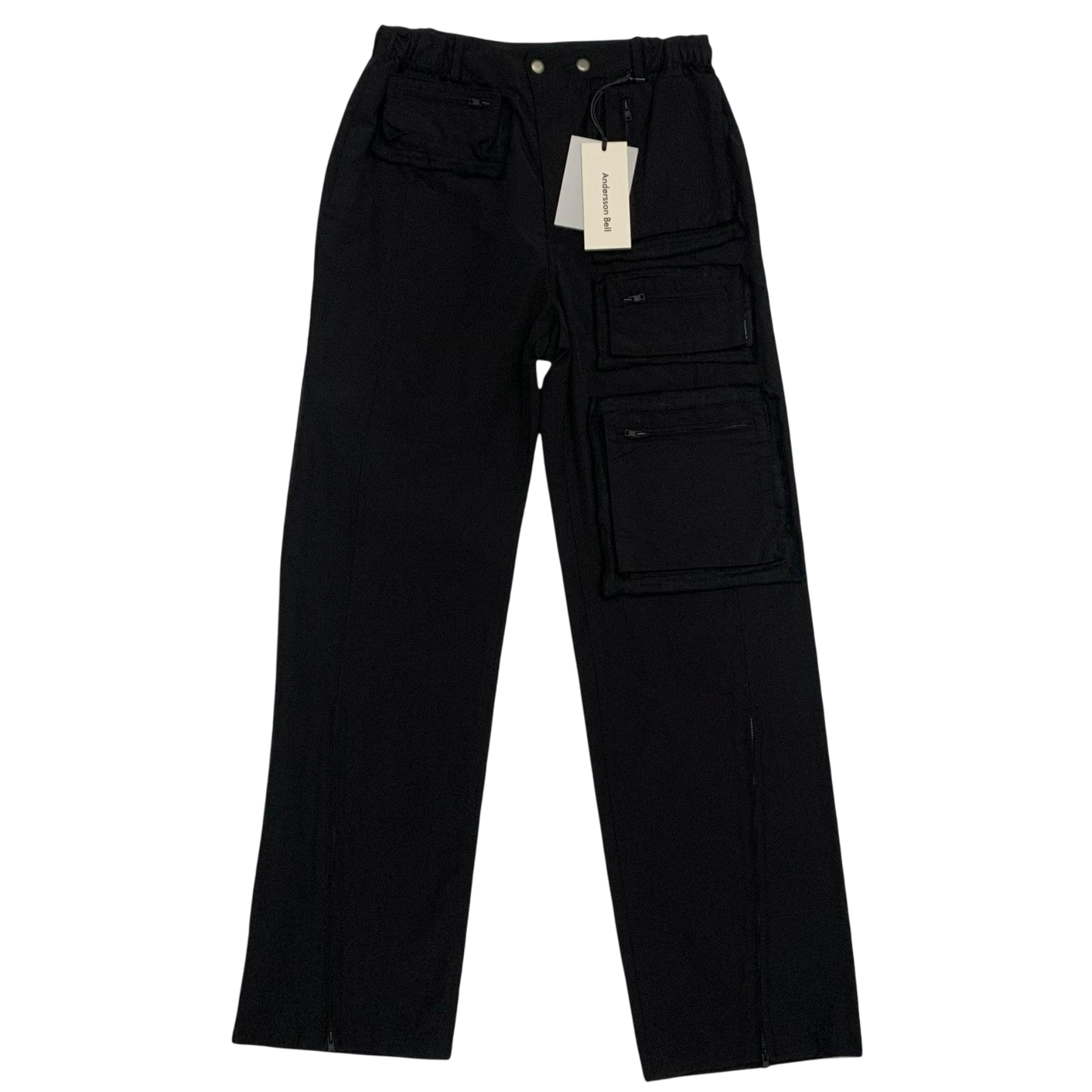 Andersson Bell Raw Edge Zip-Pocket Cargo Pants Black (Size M)