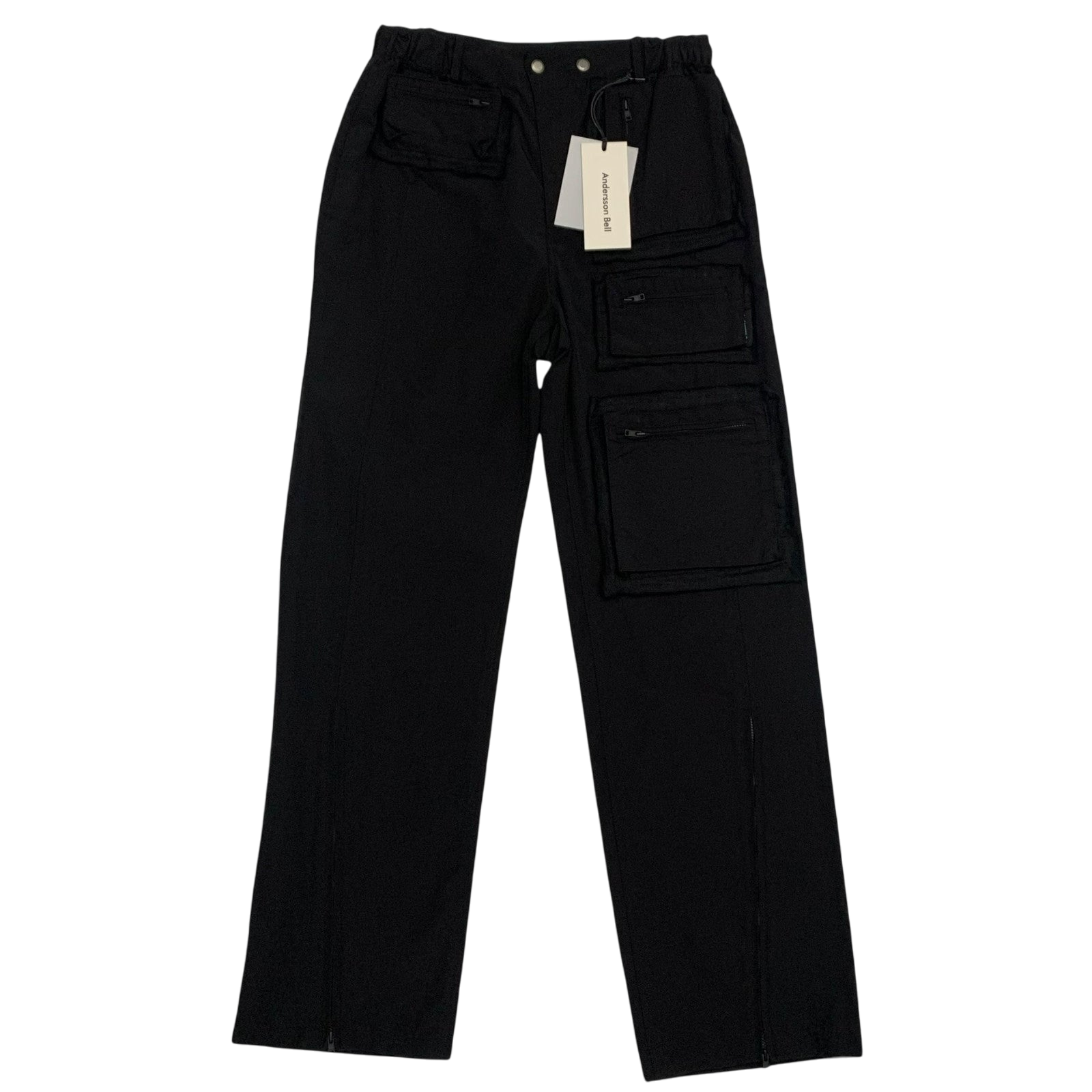 Andersson Bell Raw Edge Zip-Pocket Cargo Pants Black (Size M)