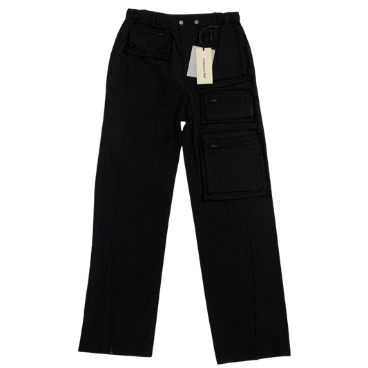 Andersson Bell Raw Edge Zip-Pocket Cargo Pants Black (Size M)