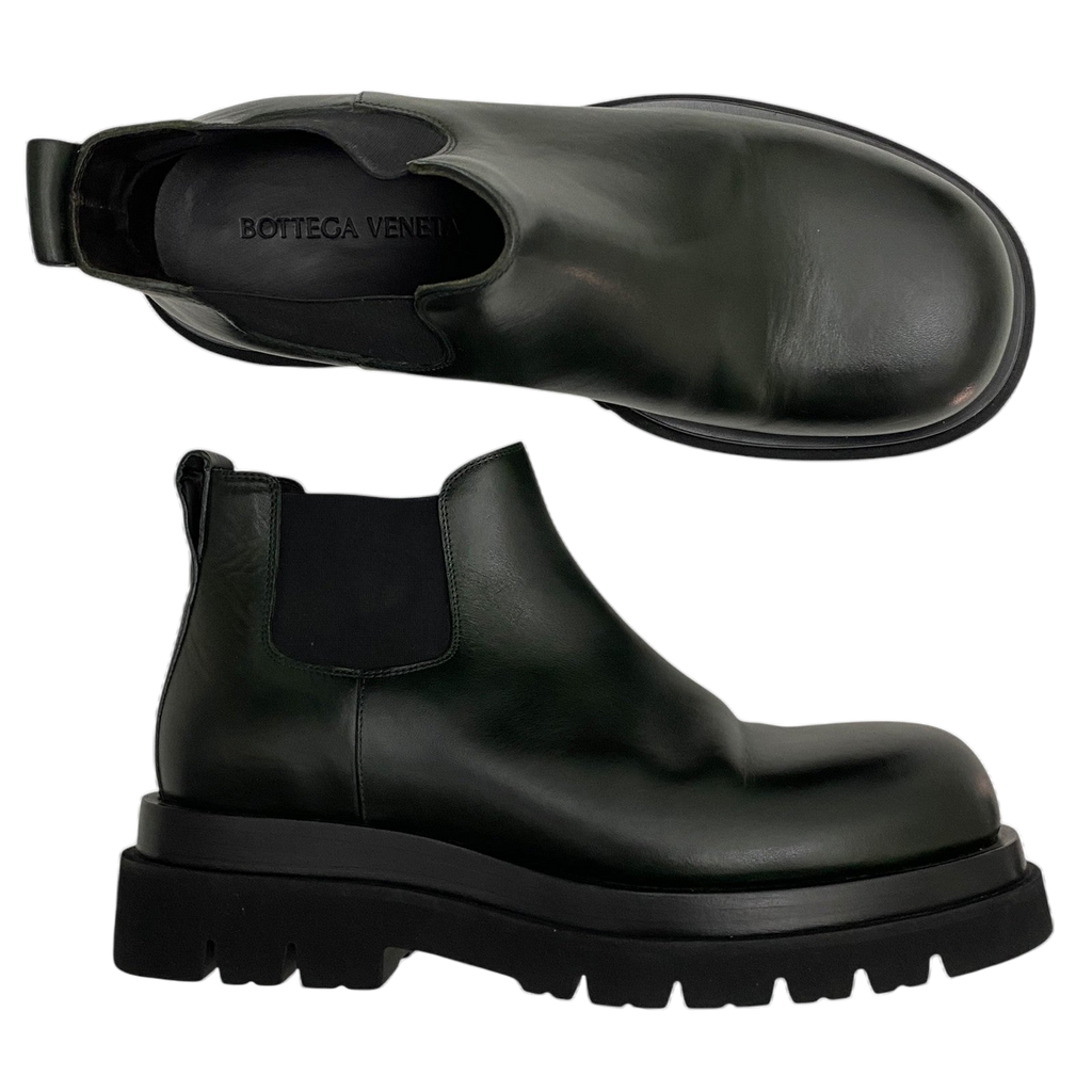 Bottega Veneta Lug Chelsea Ankle Boots Dark Green (EU42/US9)
