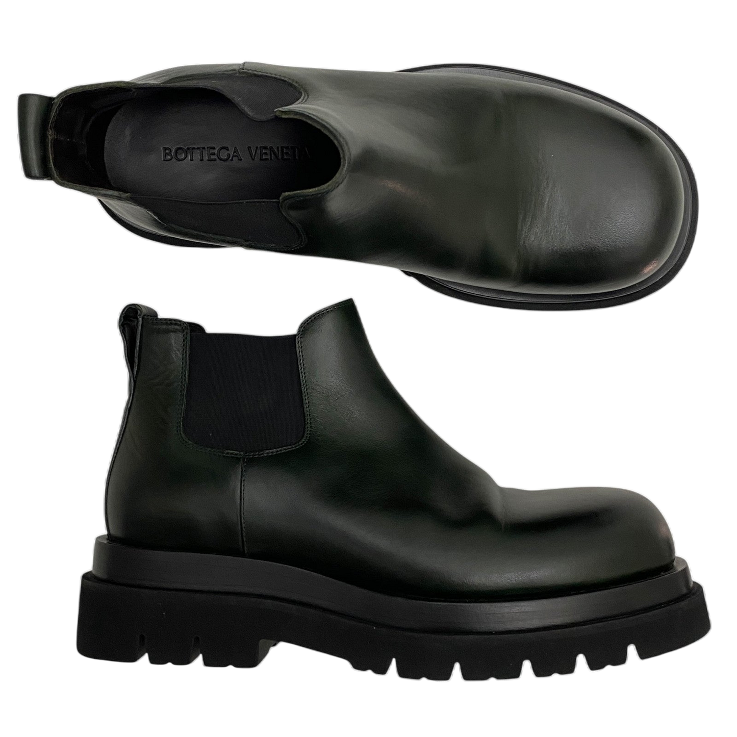 Bottega Veneta Lug Chelsea Ankle Boots Dark Green (EU42/US9)