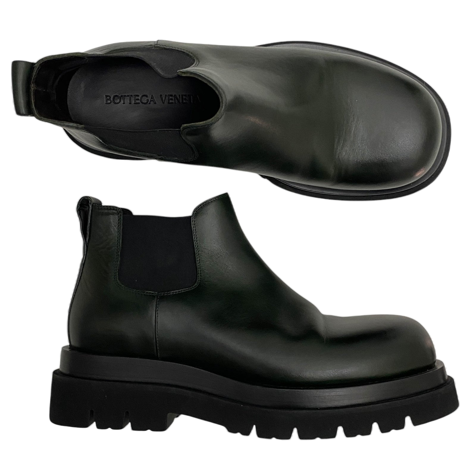 Bottega Veneta Lug Chelsea Ankle Boots Dark Green (EU42/US9)