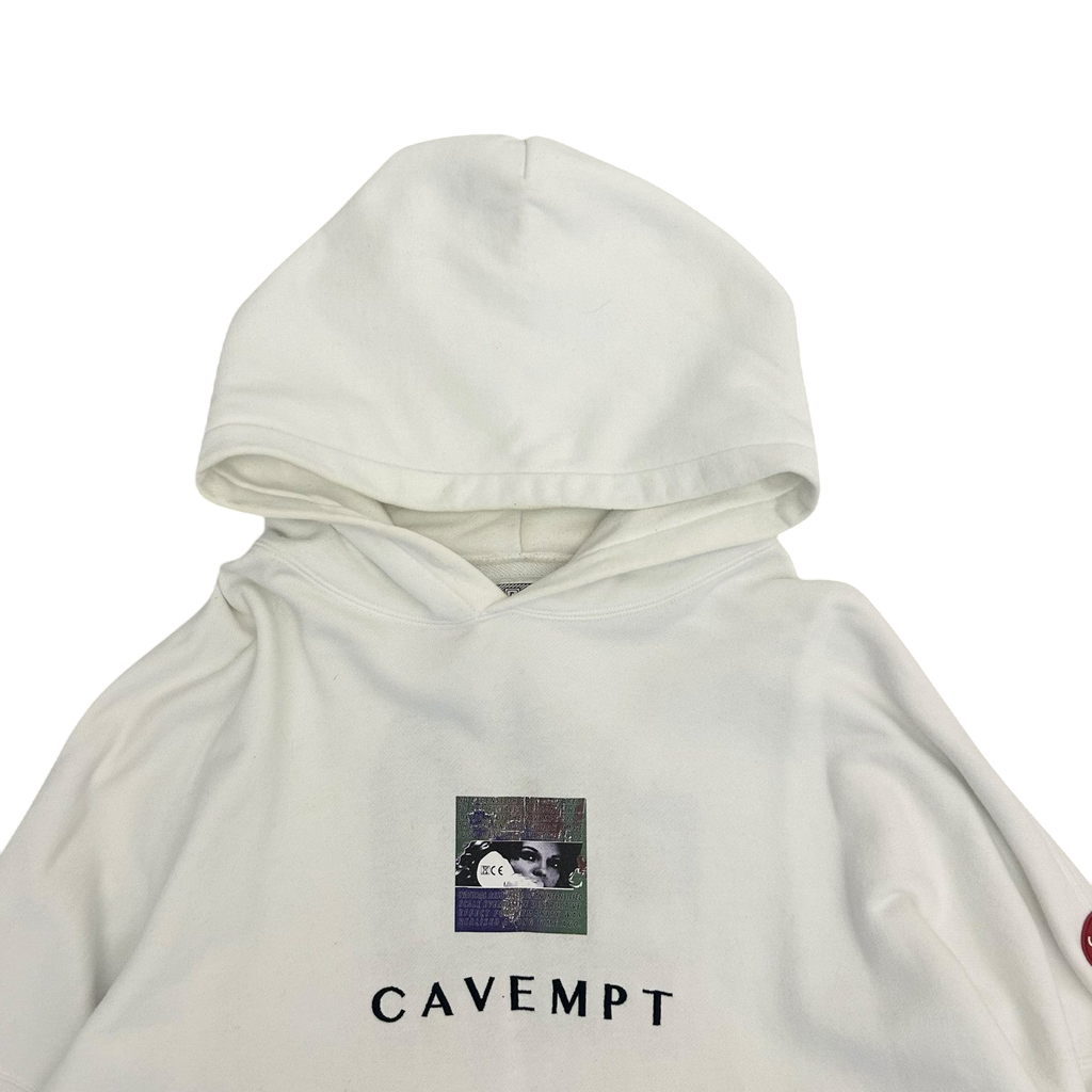 Cav Empt Embroided Logo Heavyweight Hoodie White (size XL)