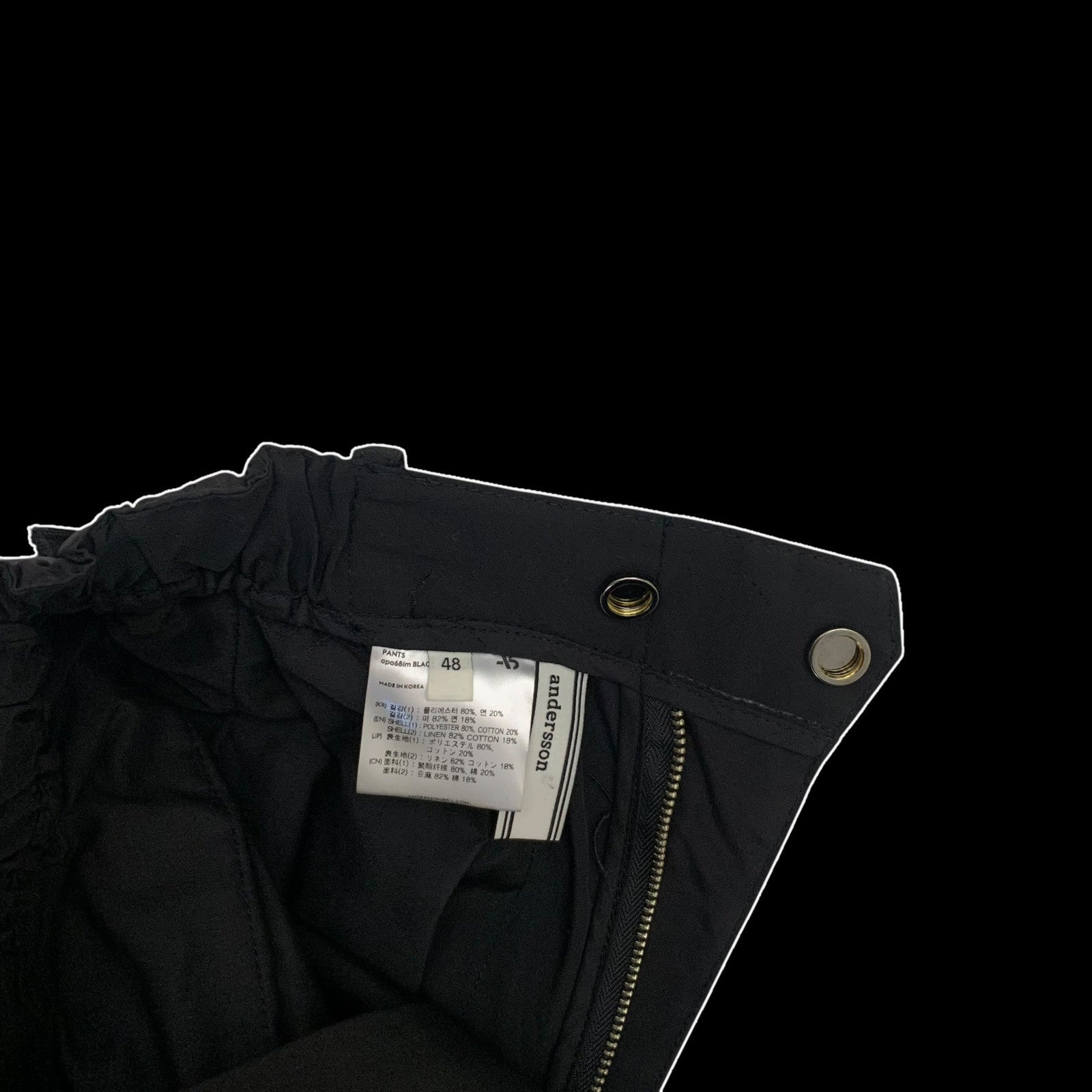 Andersson Bell Raw Edge Zip-Pocket Cargo Pants Black (Size M)
