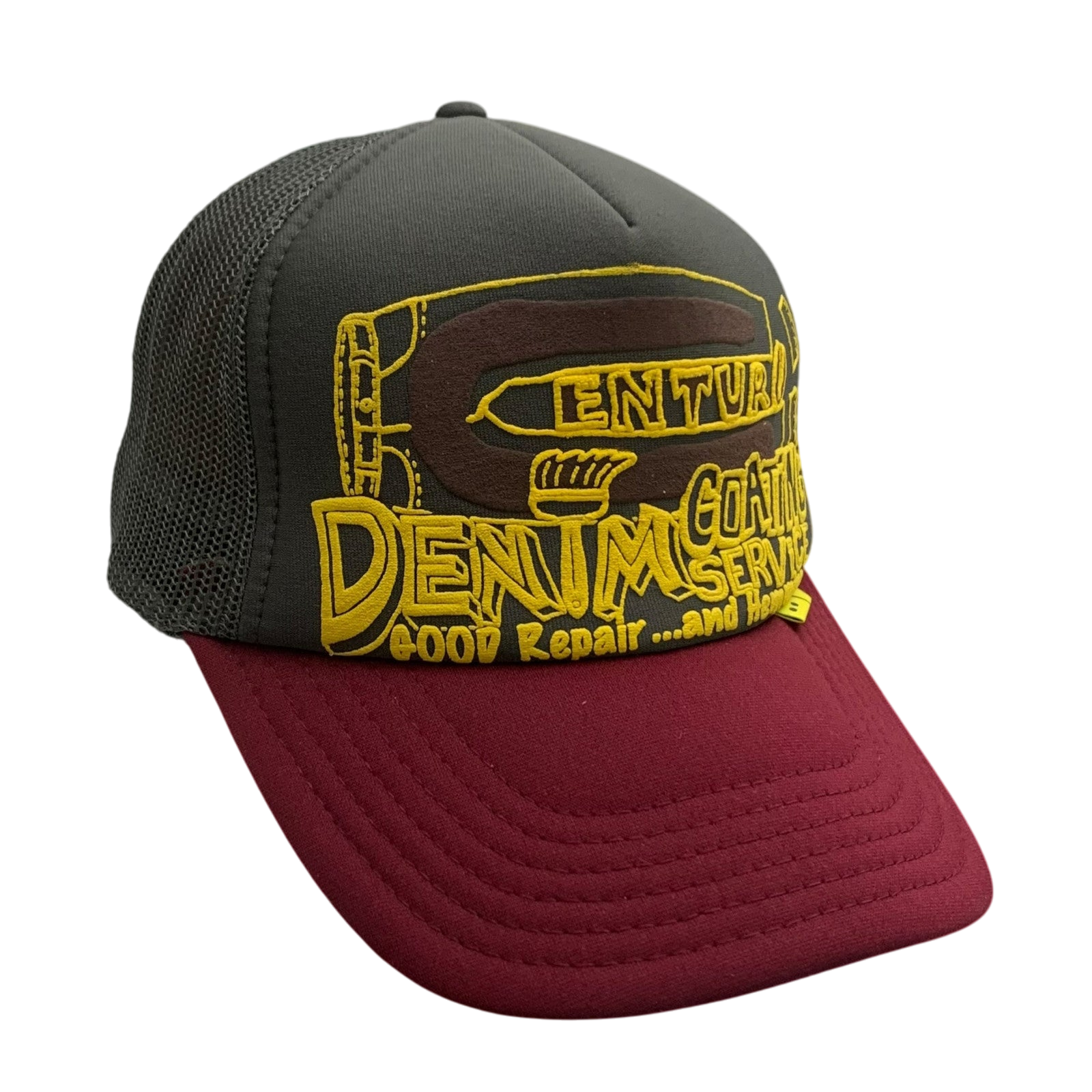Kapital 'Century Denim Trucker' Trucker Cap Grey / Maroon