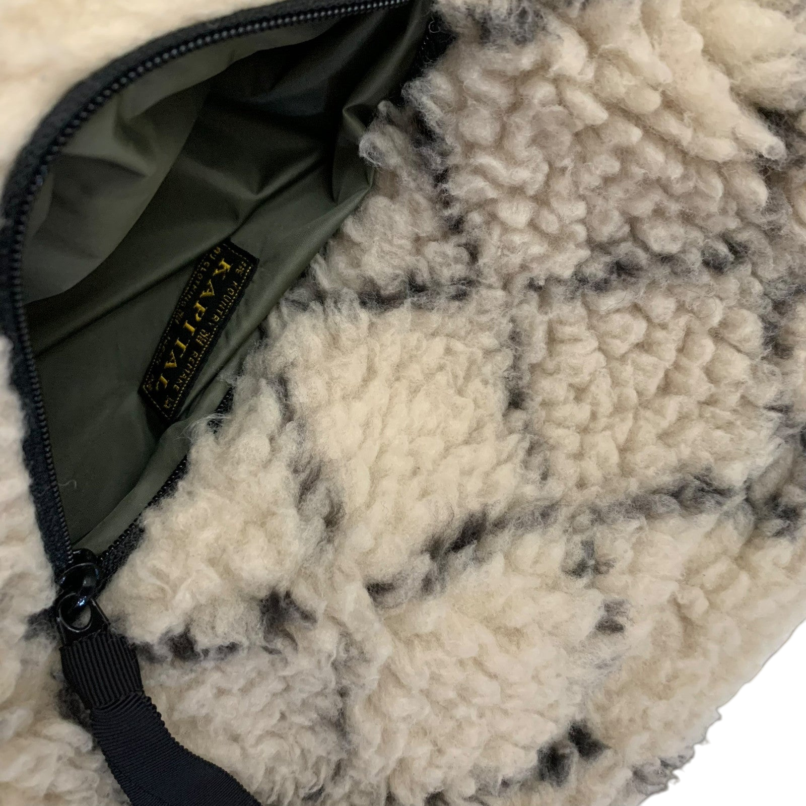 Kapital Do-Gi Sashiko Reversible Boa Fleece Jacket ‘Ecru’ (Size XL)