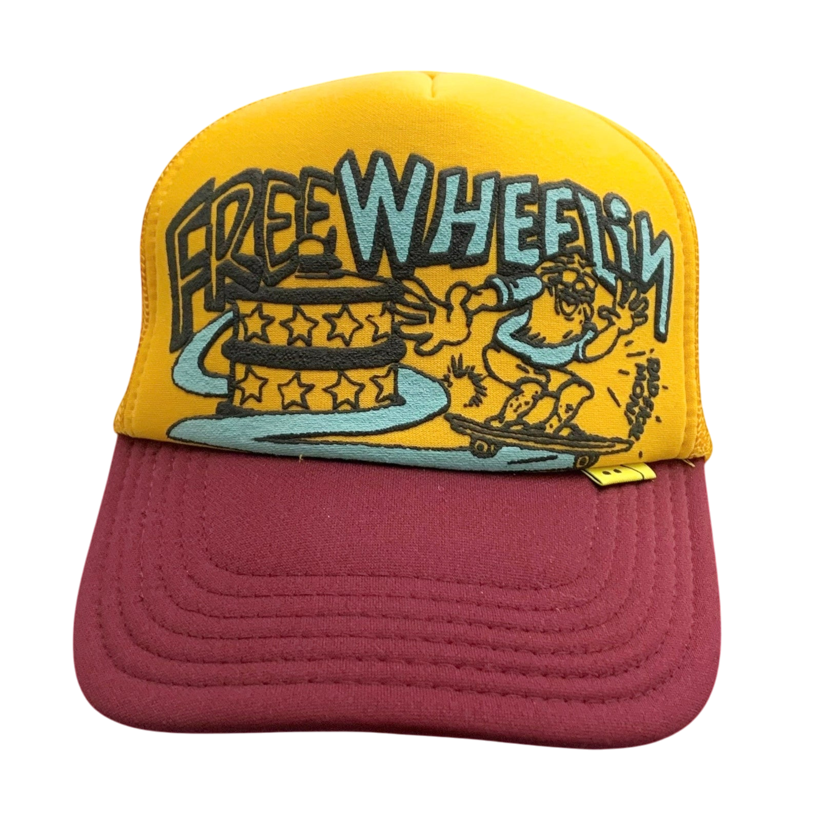 Kapital ‘Free Wheelin’ Trucker Cap Yellow/Burgundy