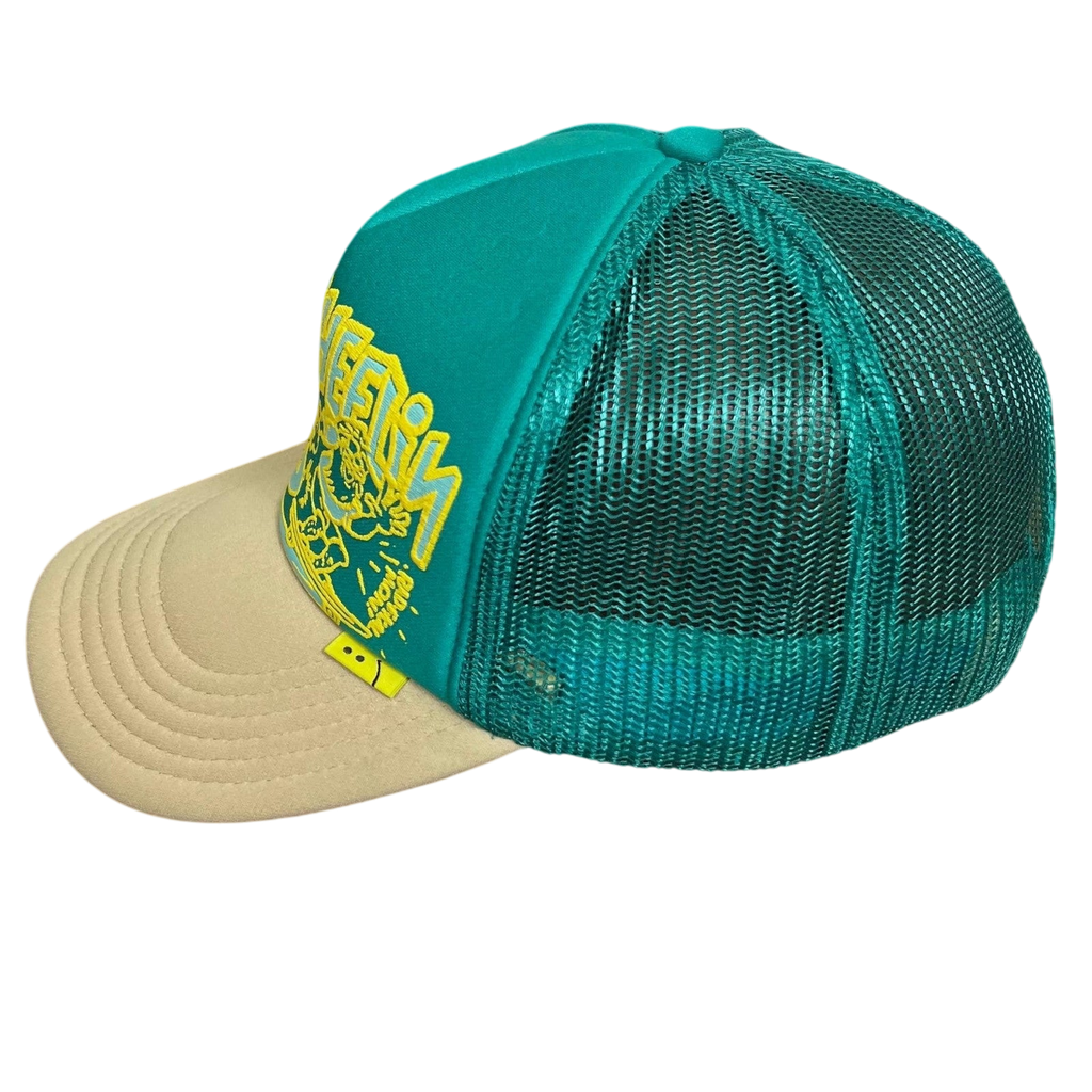 Kapital ‘Free Wheelin’ Trucker Cap Cream / Turquoise