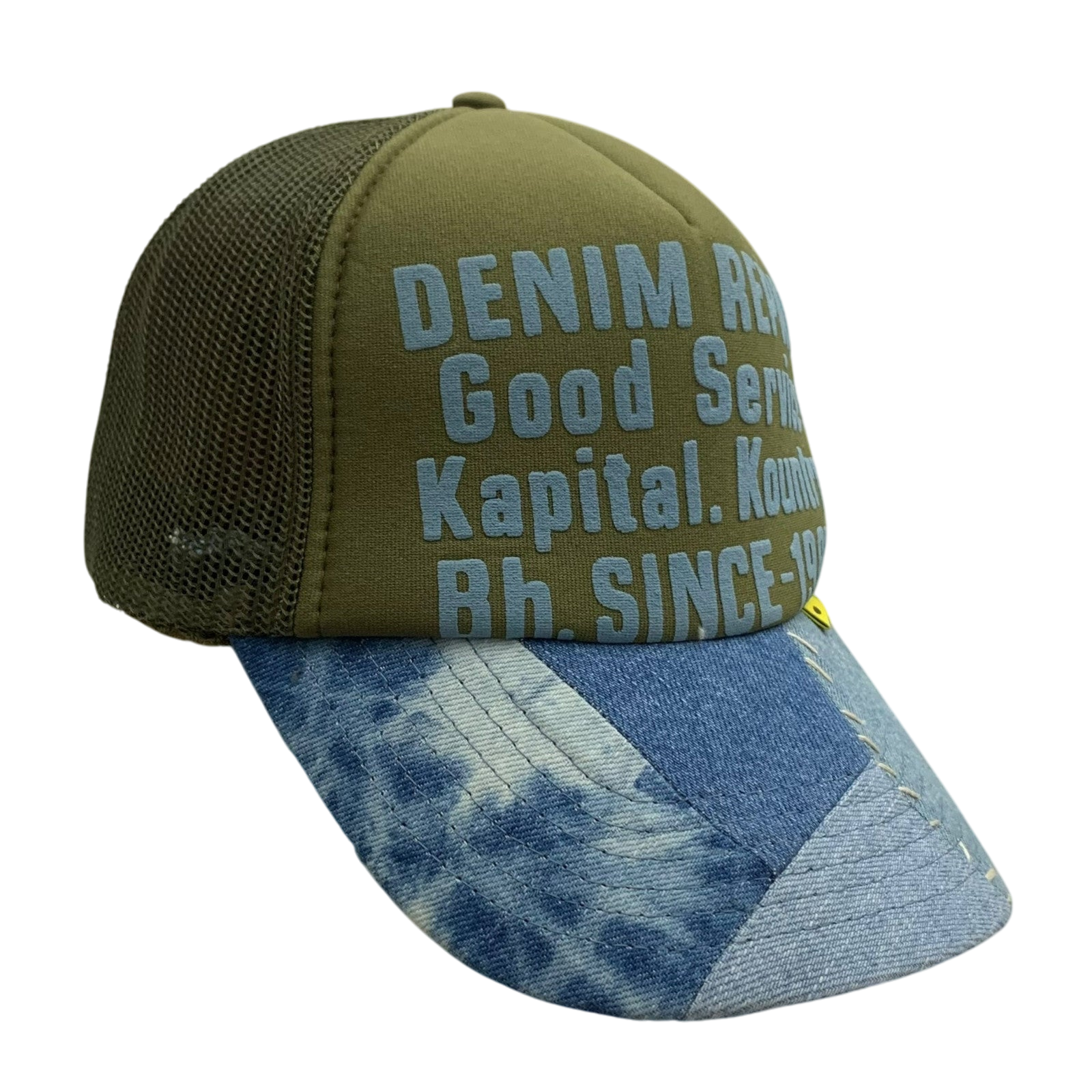 Kapital 'Denim Repair Service' Denim Reconstruction Trucker Cap Dark Green/Blue