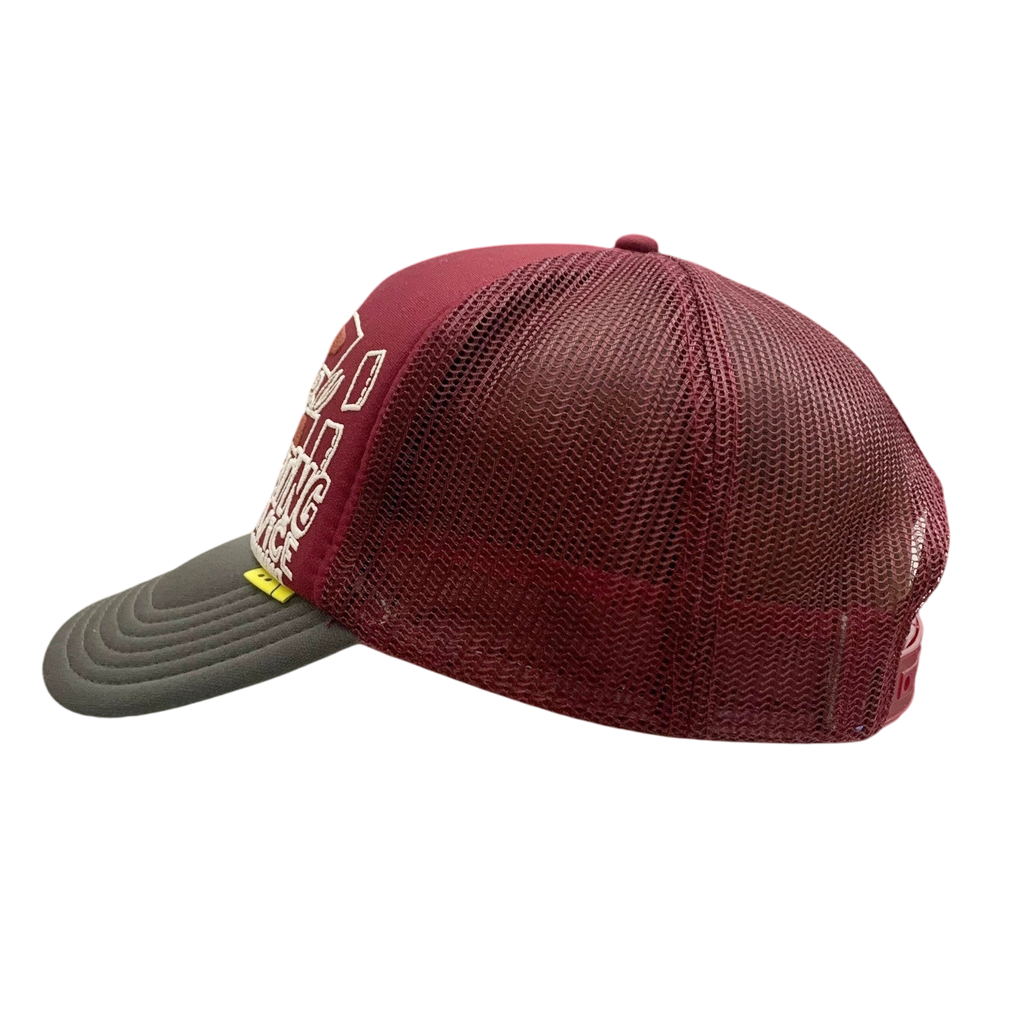 Kapital 'Century Denim Coating Service' Trucker Cap Burgundy/Grey