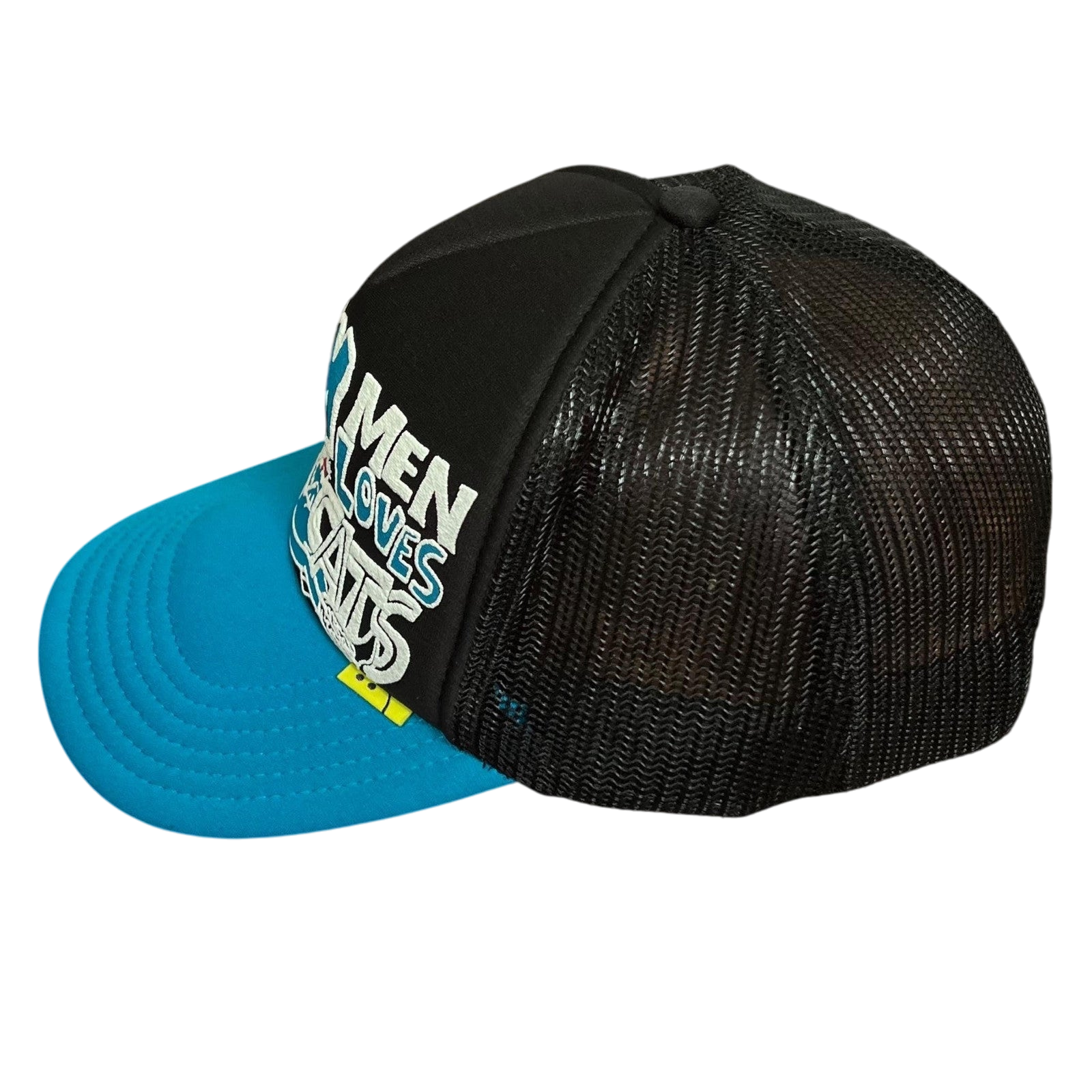Kapital ‘Denim Men Love Cats’ Trucker Cap Black / Blue