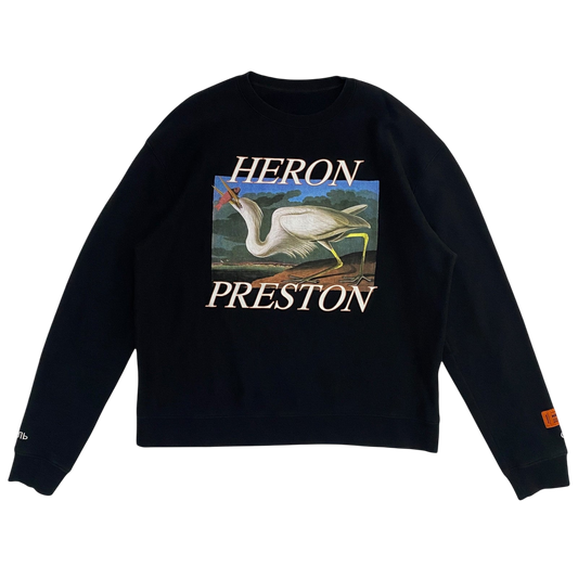 Heron Preston White HeronCrewneck Sweatshirt Black (fits L-XL)