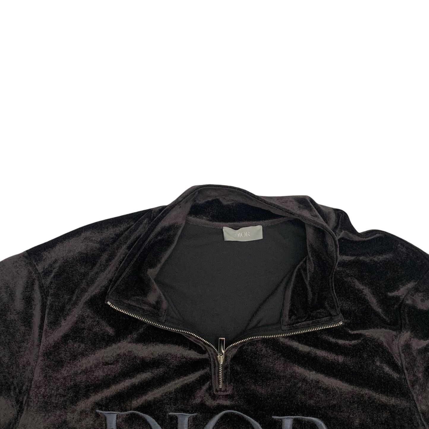 Dior by Kim Jones AW19 Half Zip Velvet T-Shirt Black (Fits L-XL)
