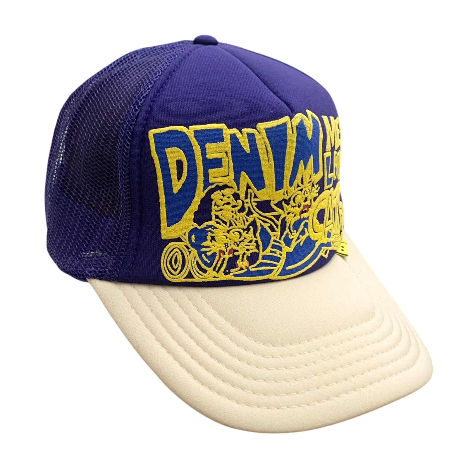 Kapital ‘Denim Men Loves Cats’ Mesh Trucker Cap Purple/Cream