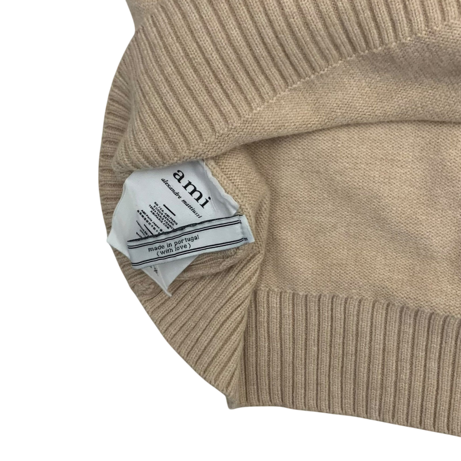 Ami Paris De Coeur Wool Blend Knit Sweatshirt Beige (Size M)