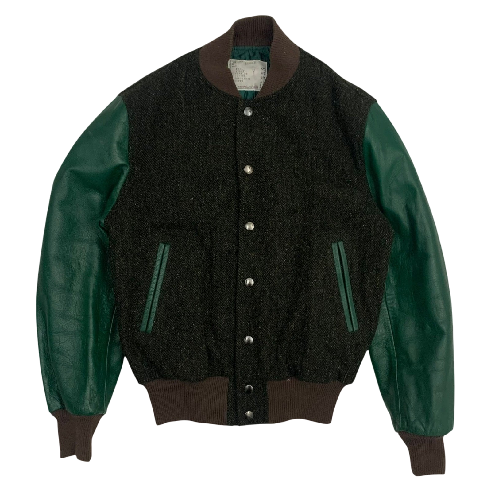Sacai Colourblock Cowhide & Wool Stadium Jacket (Fits M)