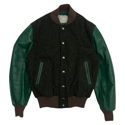 Sacai Colourblock Cowhide & Wool Stadium Jacket (Fits M)