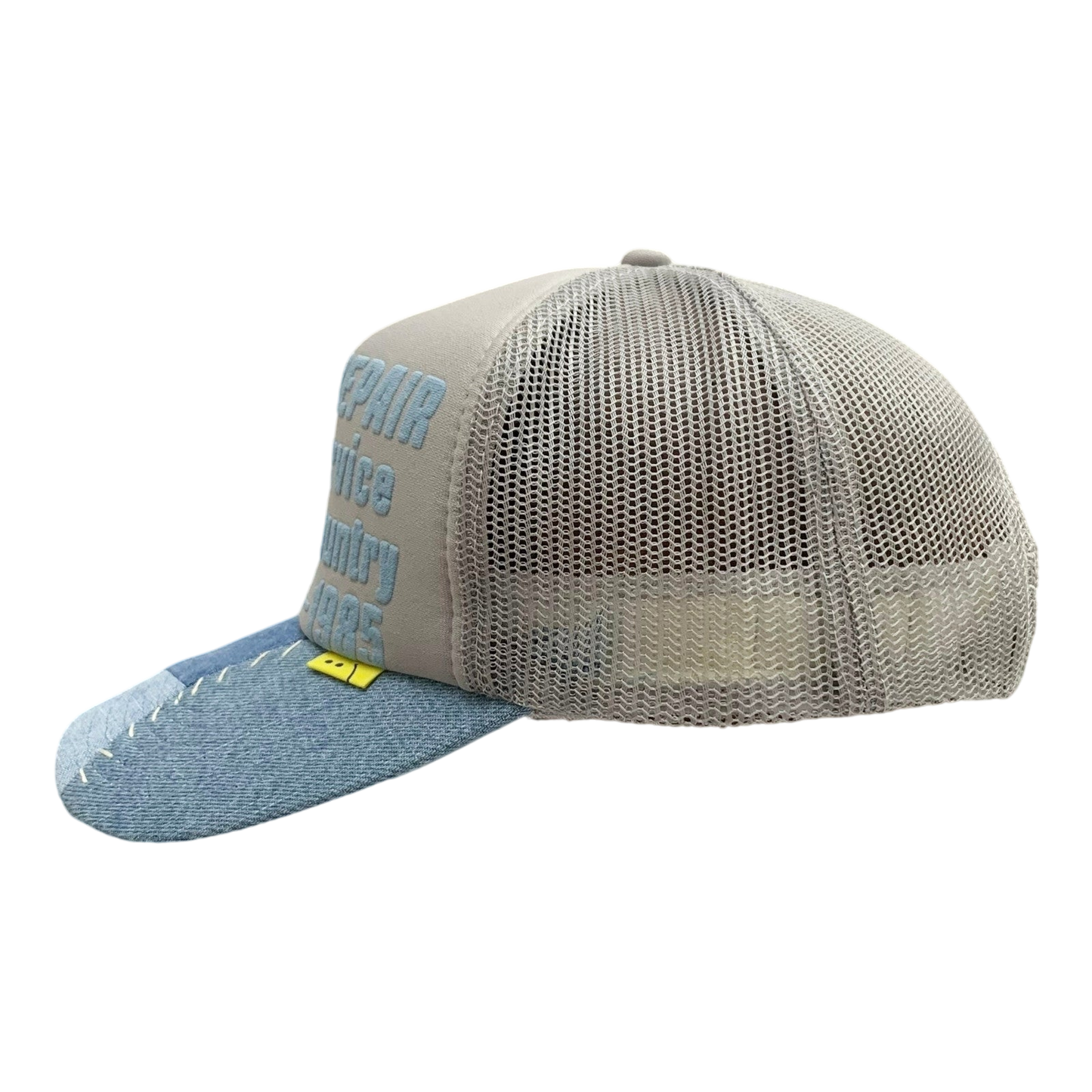Kapital ‘Denim Repair Service’ Denim Reconstruction Trucker Cap Grey/Blue