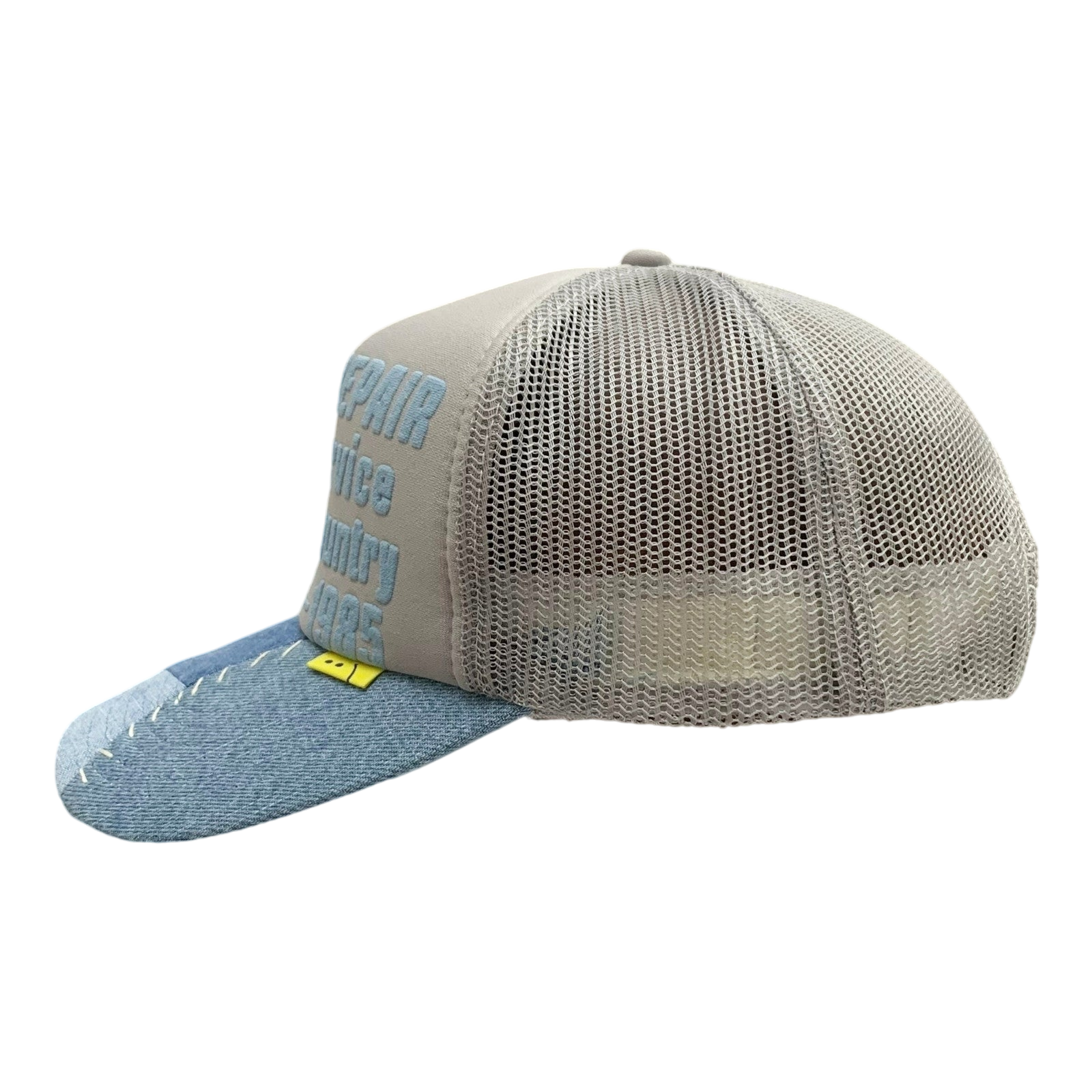Kapital ‘Denim Repair Service’ Denim Reconstruction Trucker Cap Grey/Blue