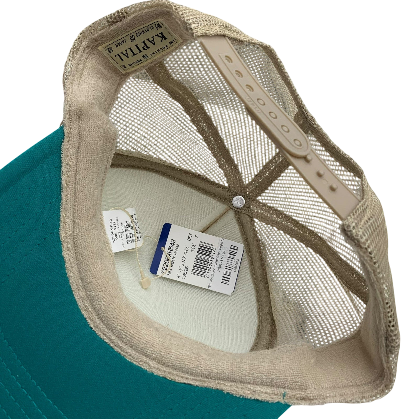 Kapital ‘Free Wheelin' Trucker Cap Beige/Turquoise