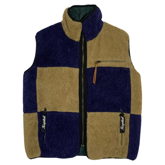 Kapital Reversible Wool Boa Fleece Colour Block Vest (Size S)