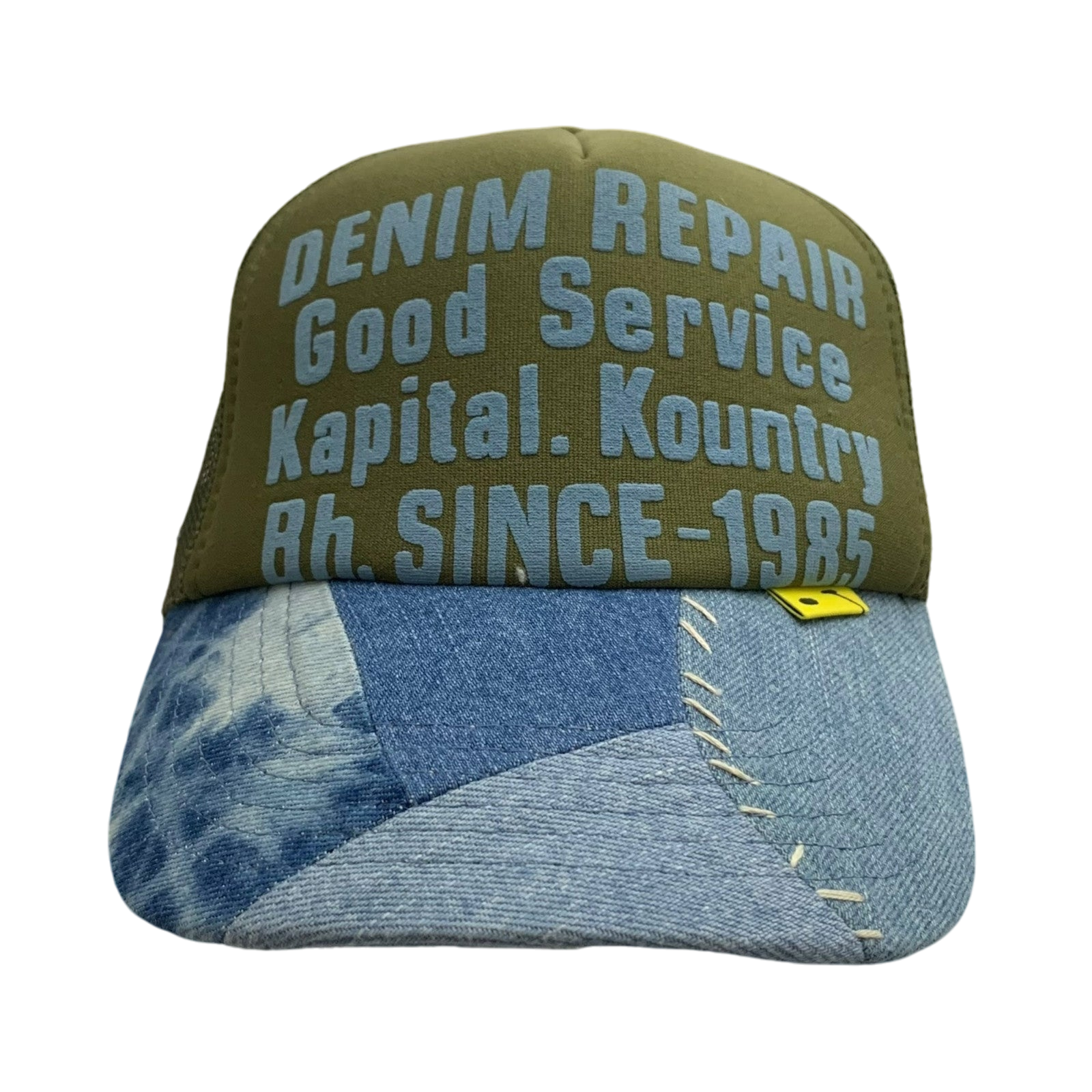 Kapital 'Denim Repair Service' Denim Reconstruction Trucker Cap Dark Green/Blue