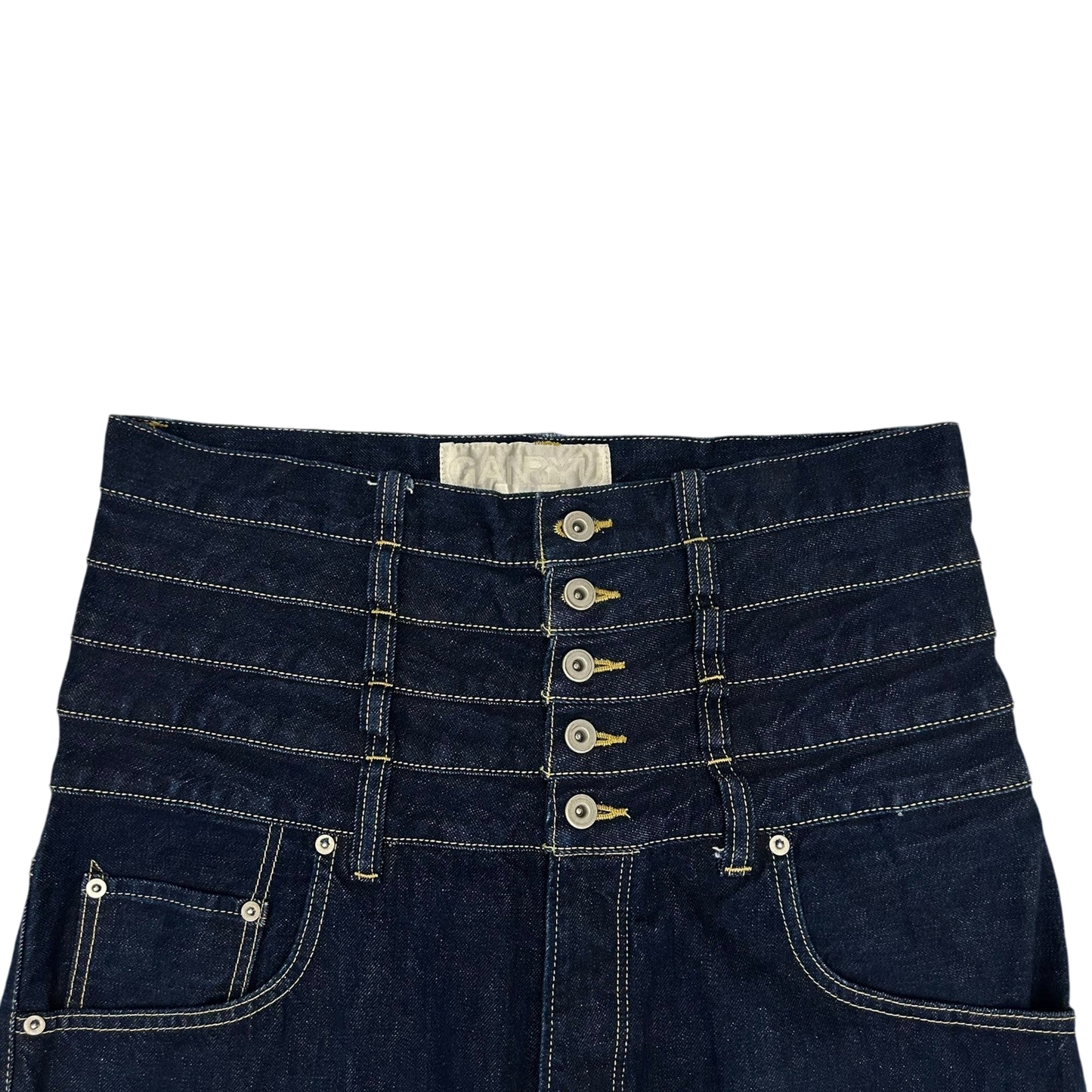 Ganryu AW12 Quintuple Waistband’ Stacked Wide Cut Jeans (Fits 36")