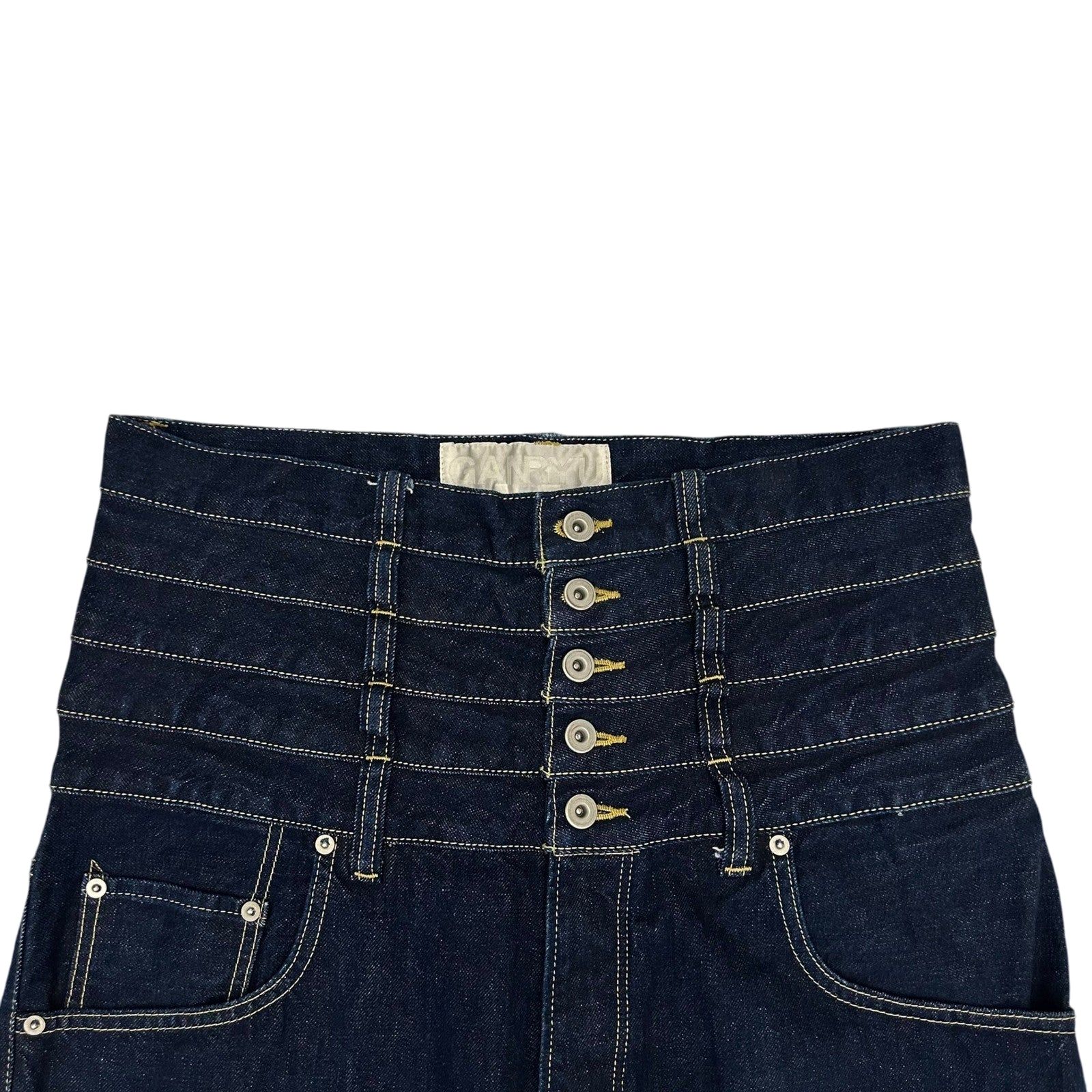 Ganryu AW12 Quintuple Waistband’ Stacked Wide Cut Jeans (Fits 36")