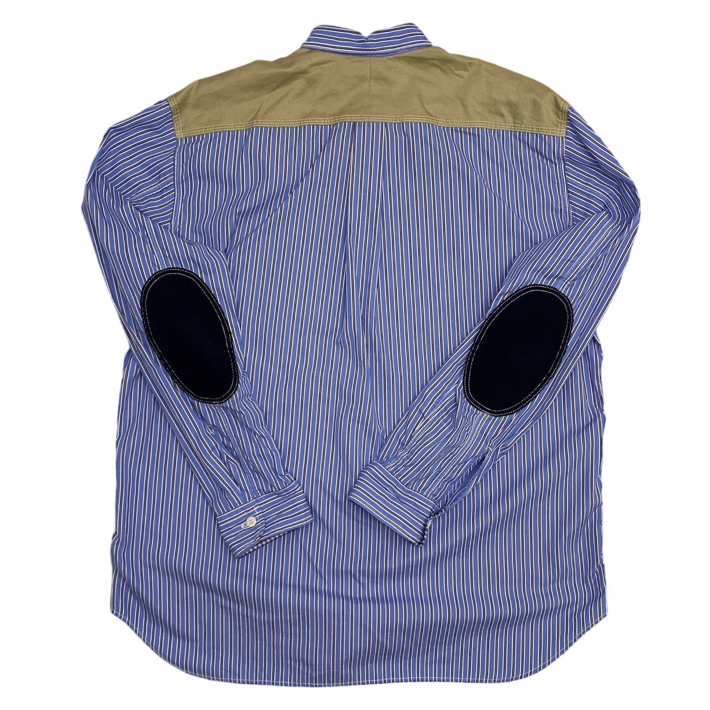 Junya Watanabe Man Quilted Ripstop Panel Striped Shirt Orange/Blue (Fits M-L)