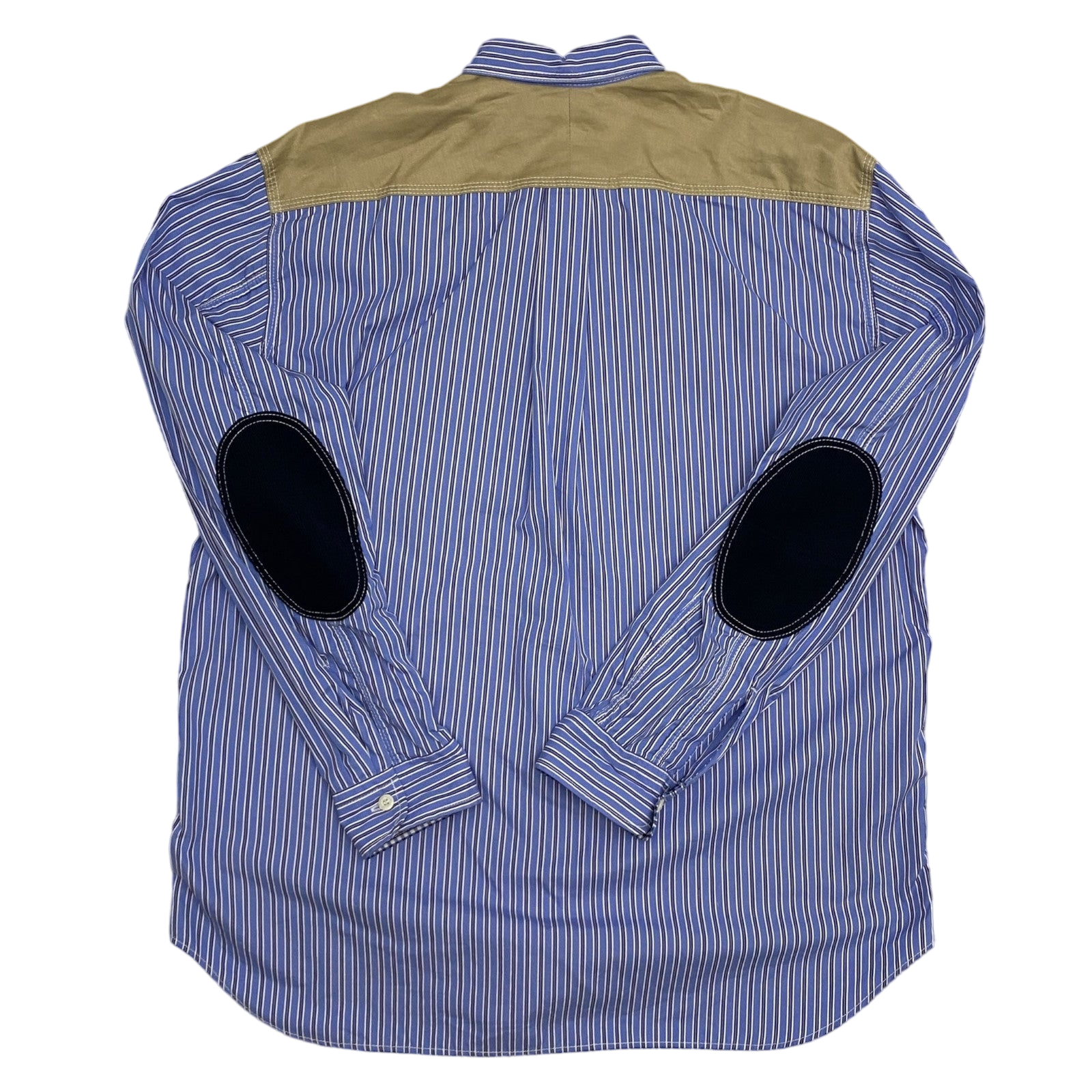 Junya Watanabe Man Quilted Ripstop Panel Striped Shirt Orange/Blue (Fits M-L)