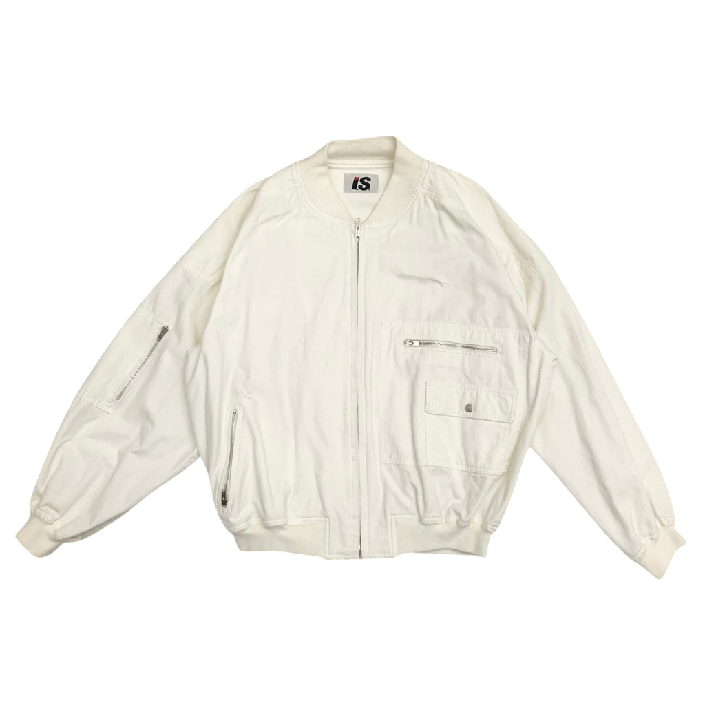 Issey Miyake Issey Sport AW1988 Care Label Bomber Jacket White (Fits M-L)