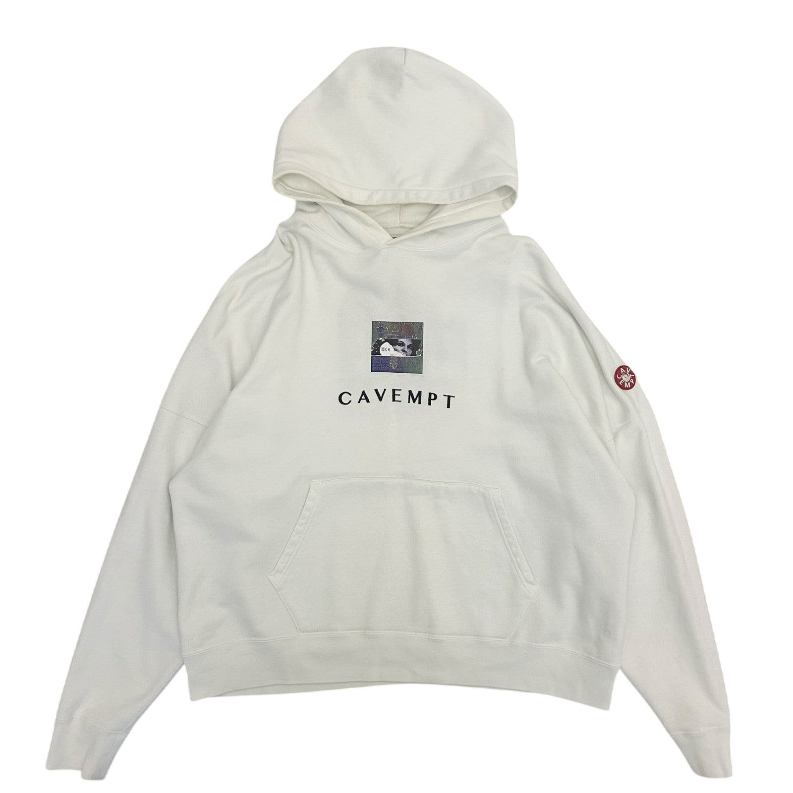 Cav Empt Embroided Logo Heavyweight Hoodie White (size XL)