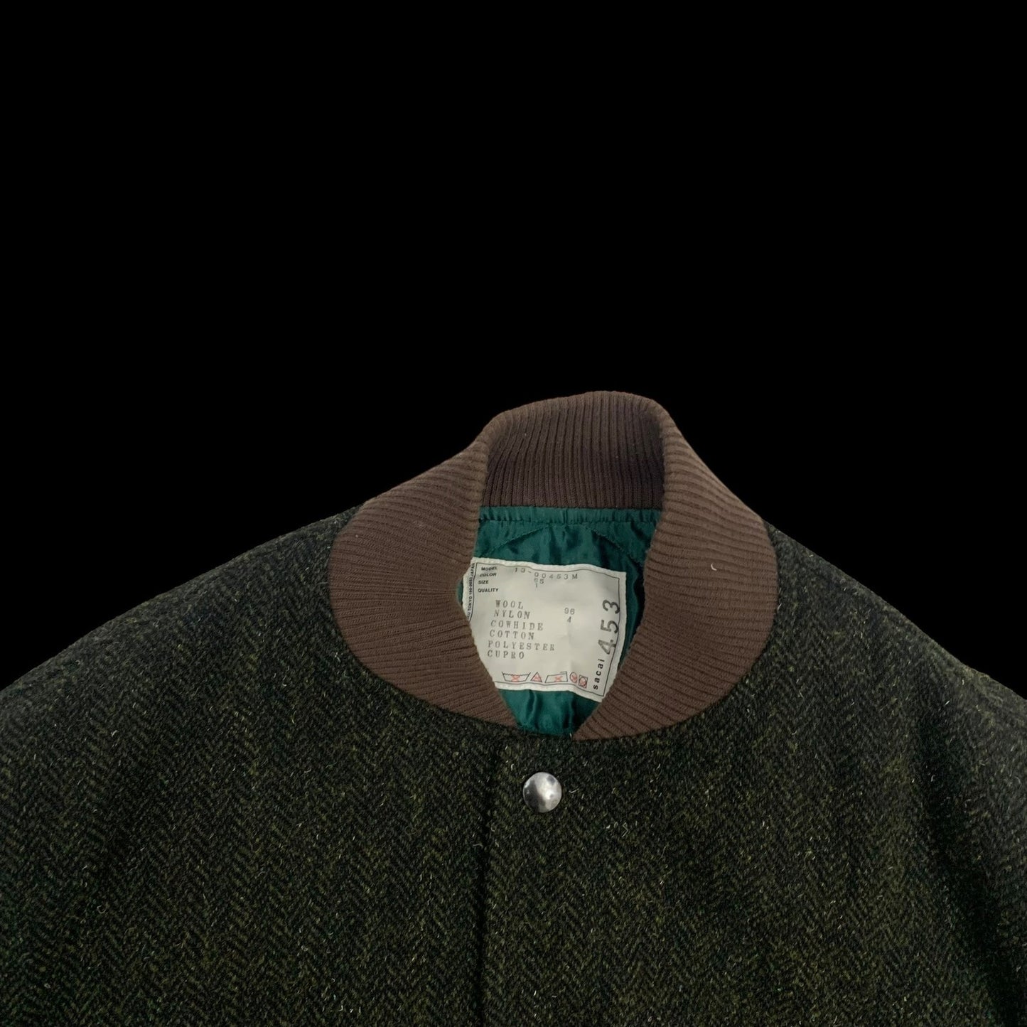 Sacai Colourblock Cowhide & Wool Stadium Jacket (Fits M)