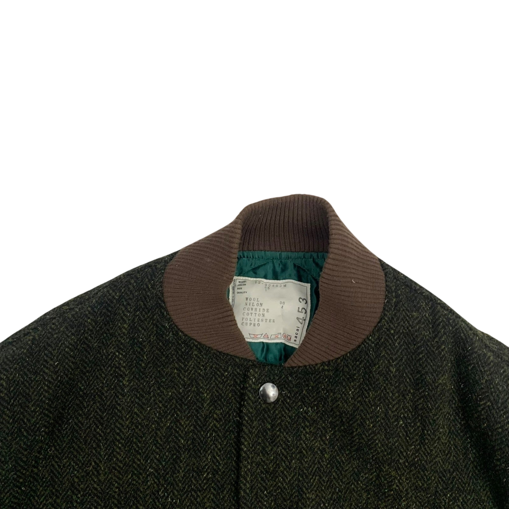 Sacai Colourblock Cowhide & Wool Stadium Jacket (Fits M)