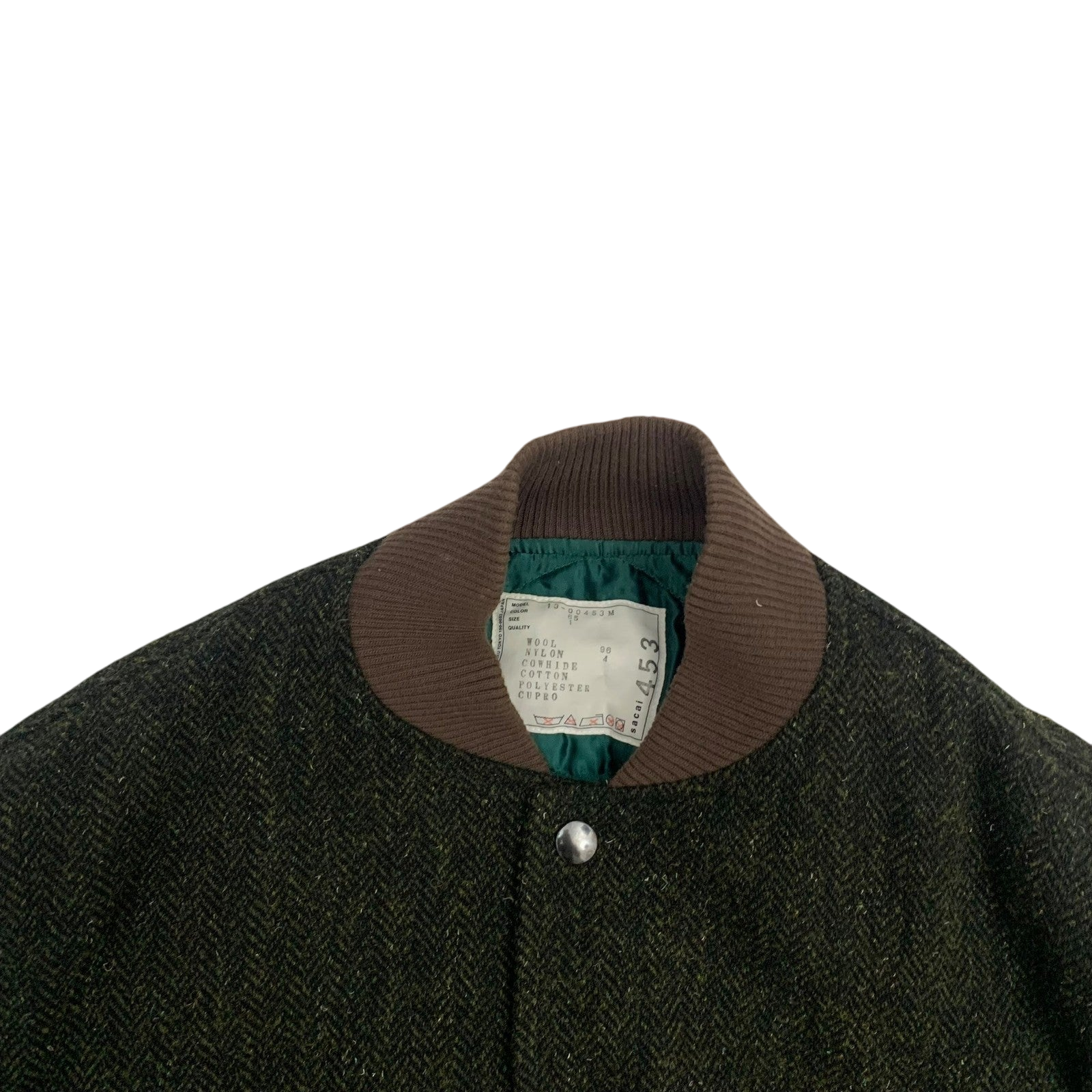 Sacai Colourblock Cowhide & Wool Stadium Jacket (Fits M)