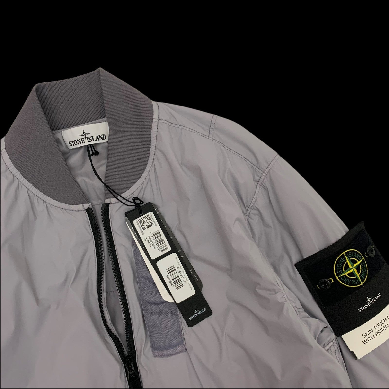 Stone Island Garment-Dyed Skin Touch Nylon Bomber Jacket Grey (Fits S-M)