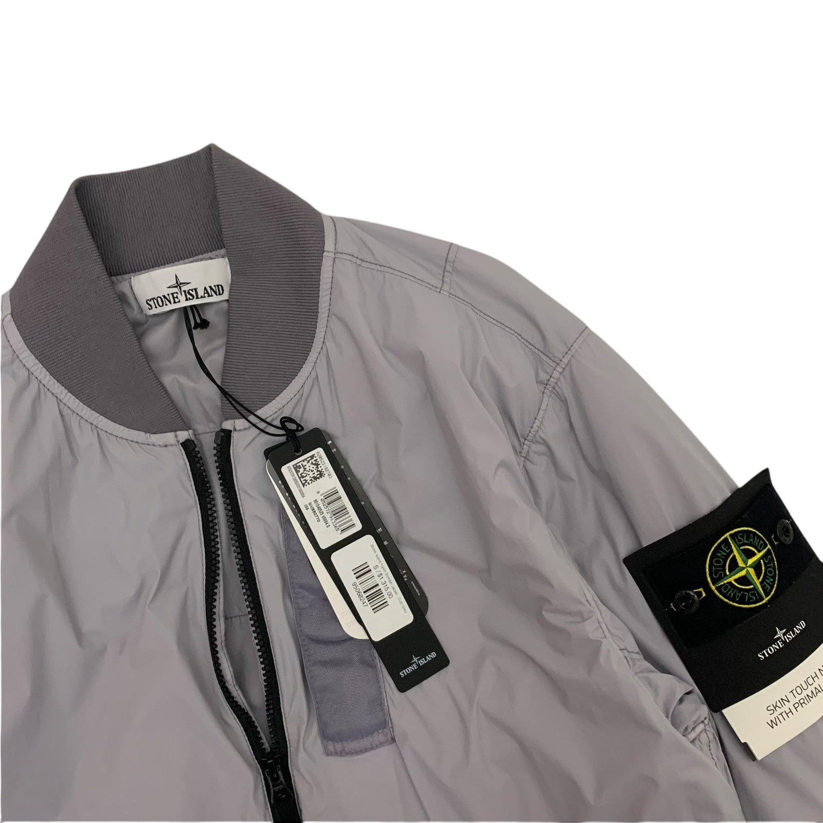 Stone Island Garment-Dyed Skin Touch Nylon Bomber Jacket Grey (Fits S-M)