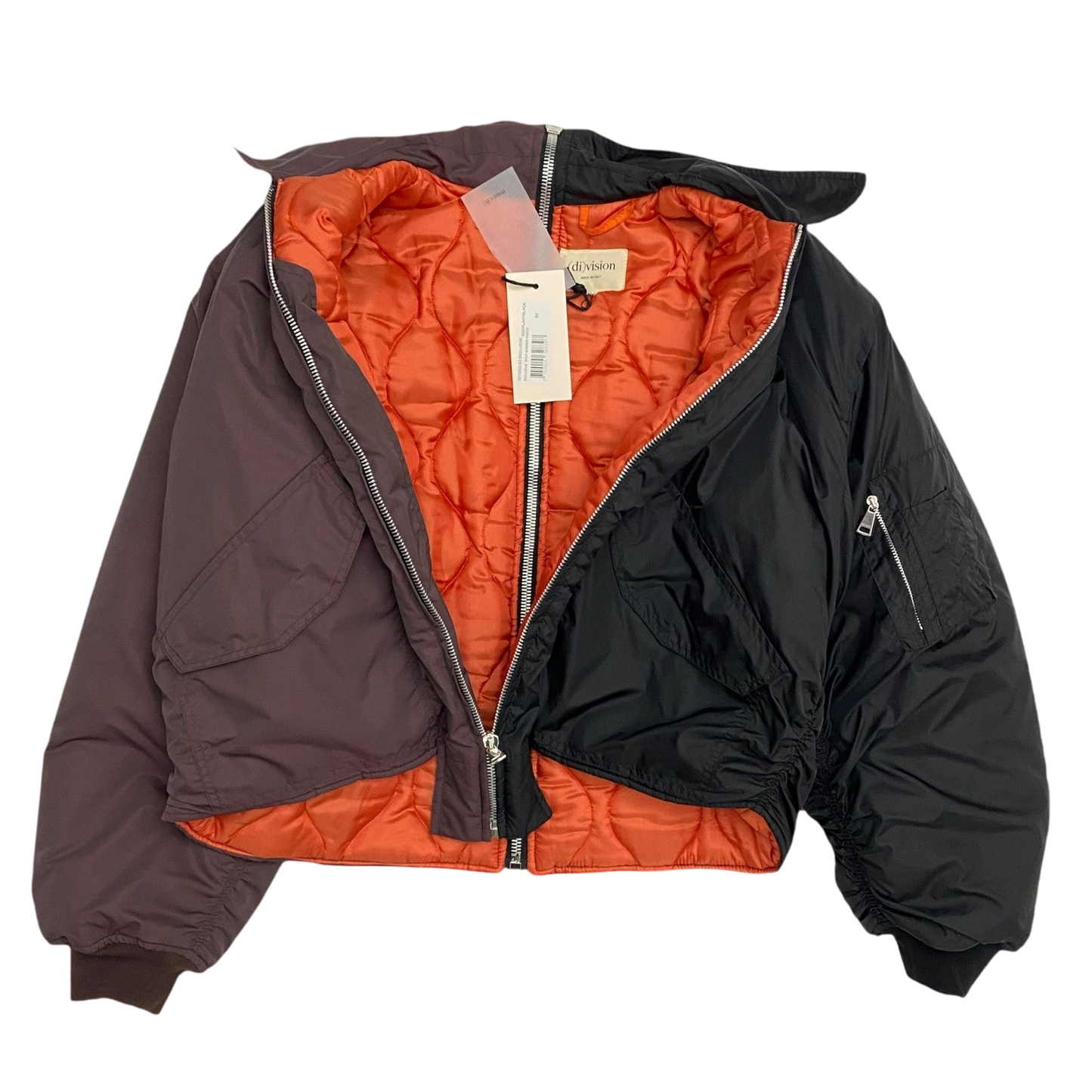 (DI)VISION Split Bomber Jacket Cropped Burgundy/Black (Fits M-L)