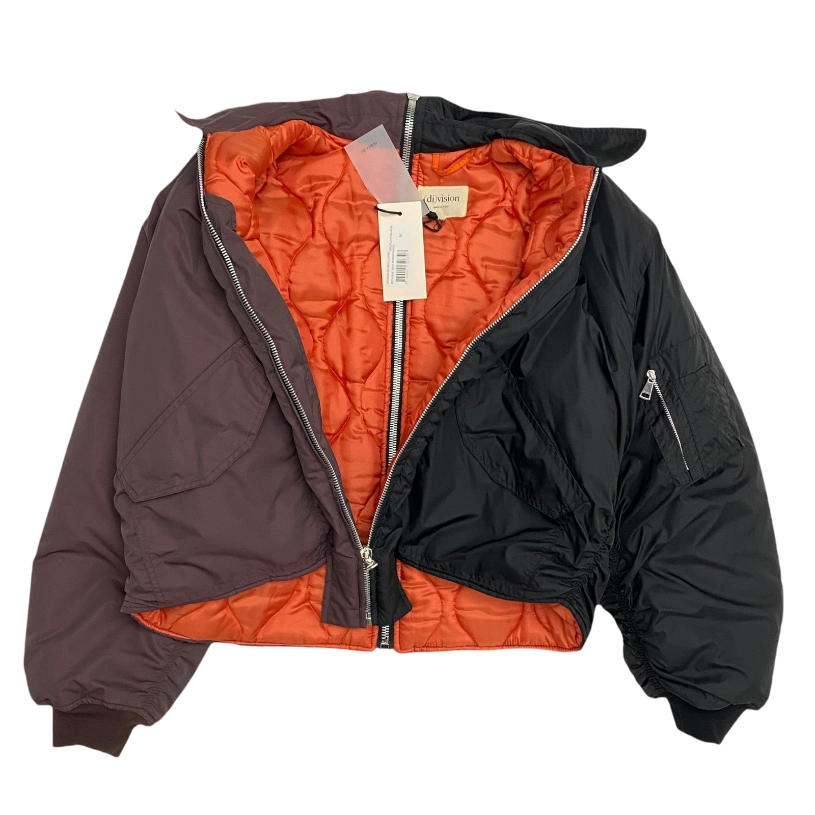 (DI)VISION Split Bomber Jacket Cropped Burgundy/Black (Fits M-L)