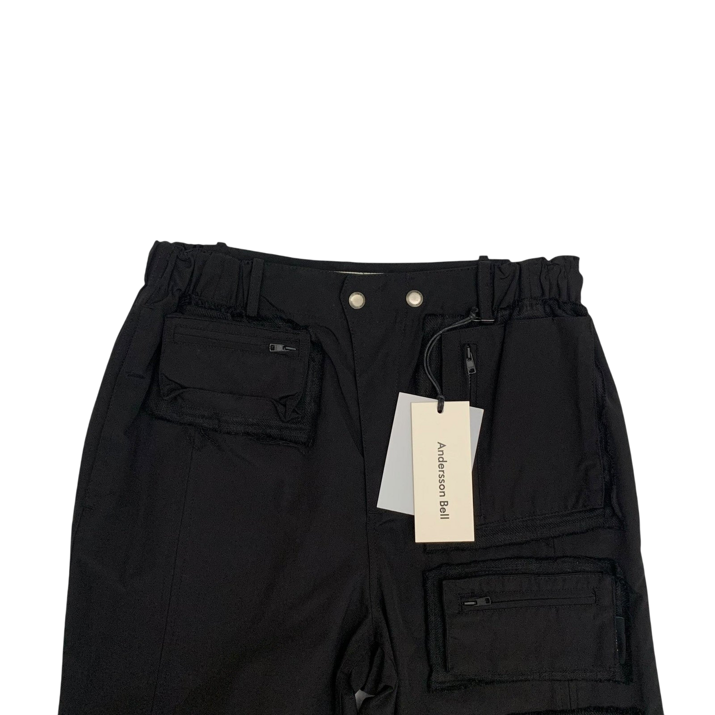 Andersson Bell Raw Edge Zip-Pocket Cargo Pants Black (Size M)