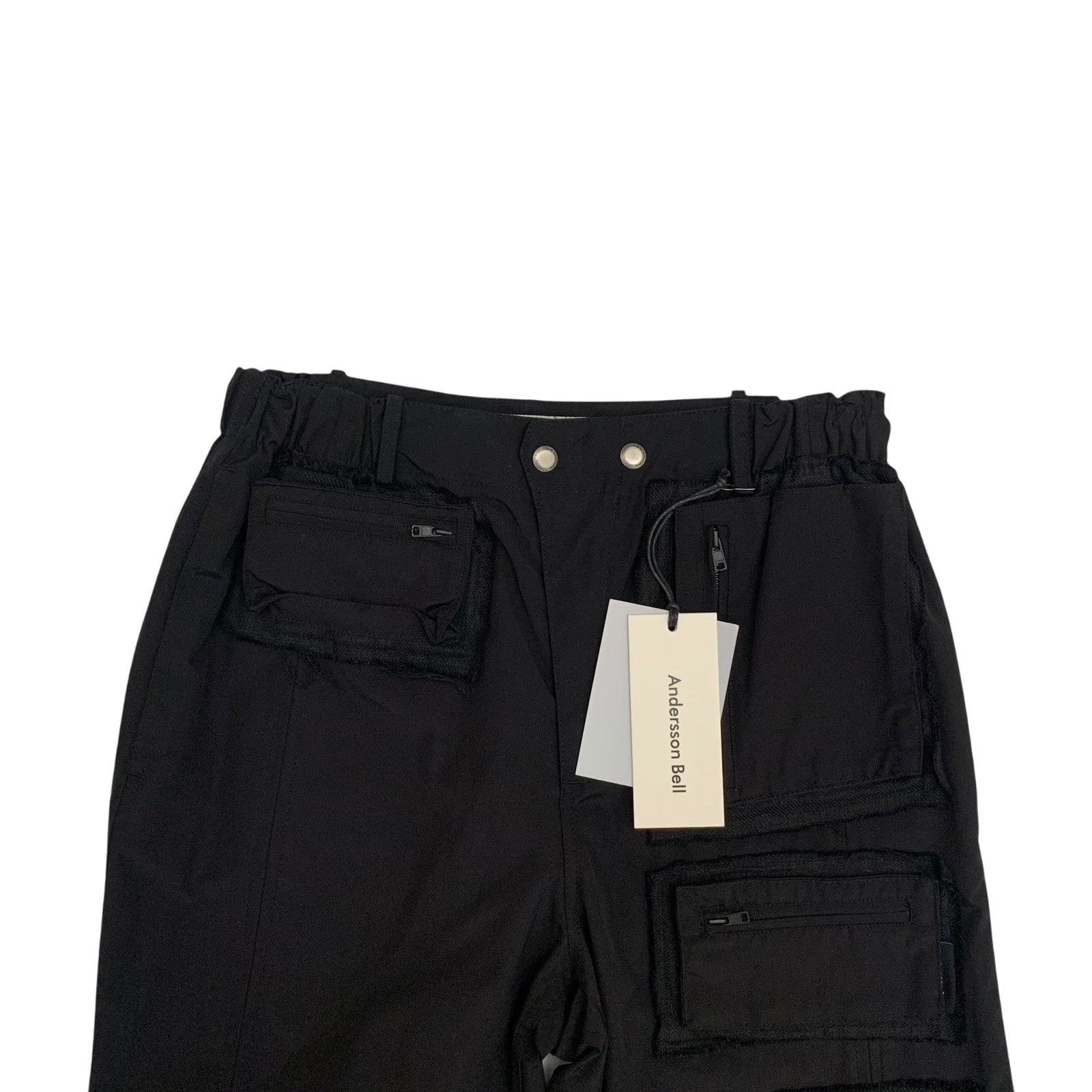 Andersson Bell Raw Edge Zip-Pocket Cargo Pants Black (Size M)
