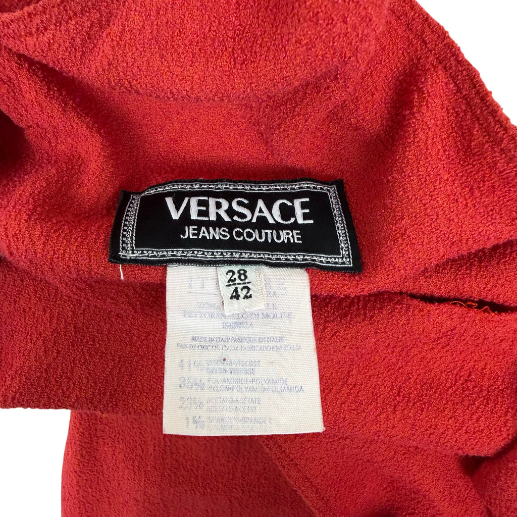 Versace Jeans Couture FW95 Medusa Hardware Bodycon Dress Red (Size 42)