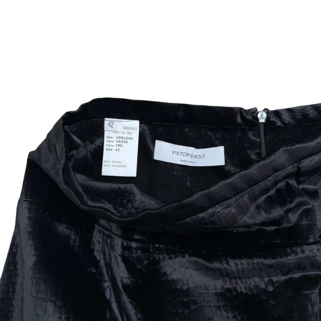 Viktor & Rolf Black Shiny Midi Skirt (Size 42)