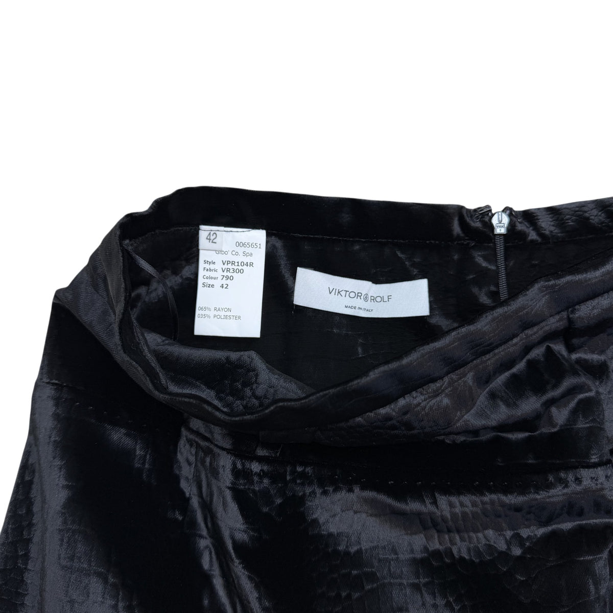 Viktor & Rolf Black Shiny Midi Skirt (Size 42)