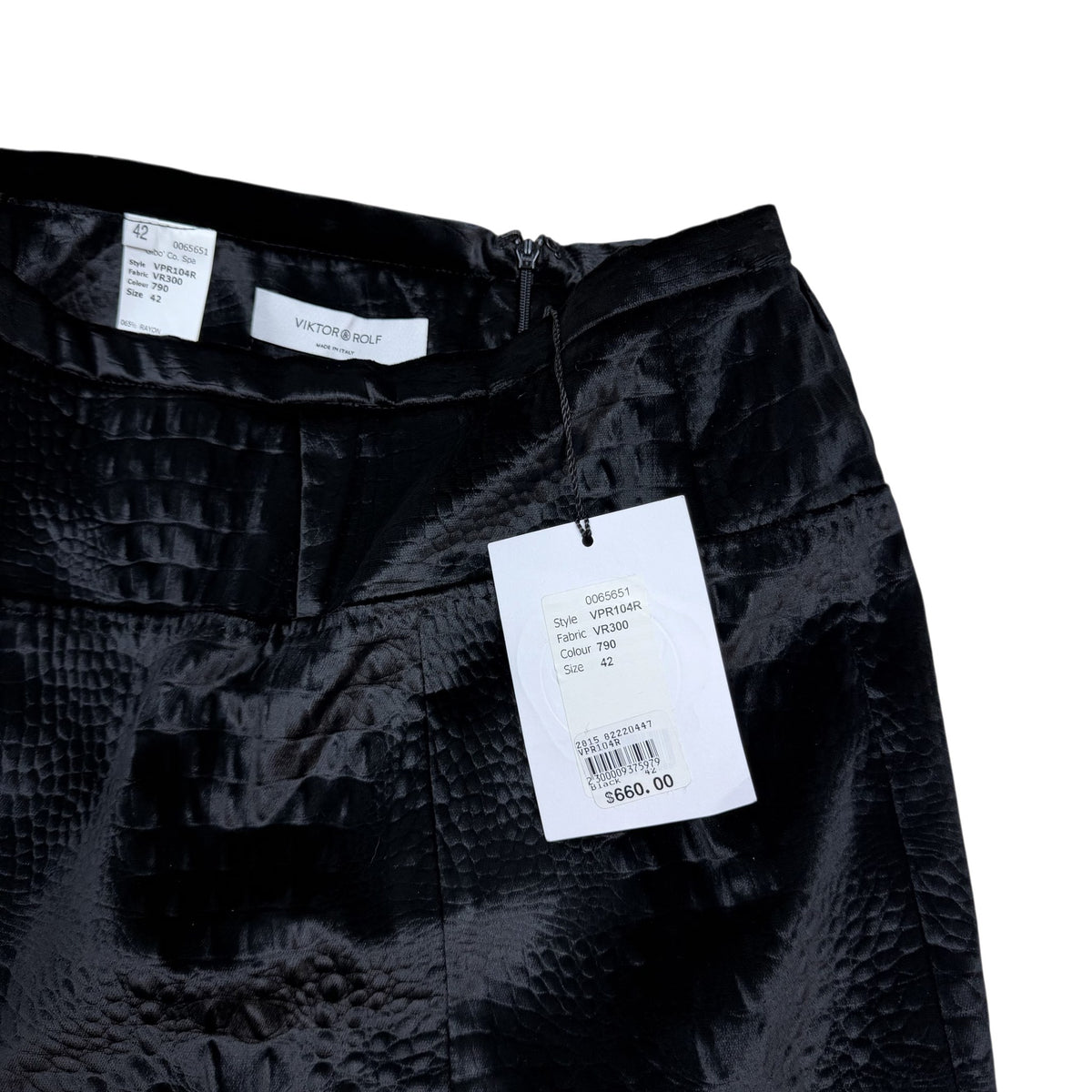 Viktor & Rolf Black Shiny Midi Skirt (Size 42)